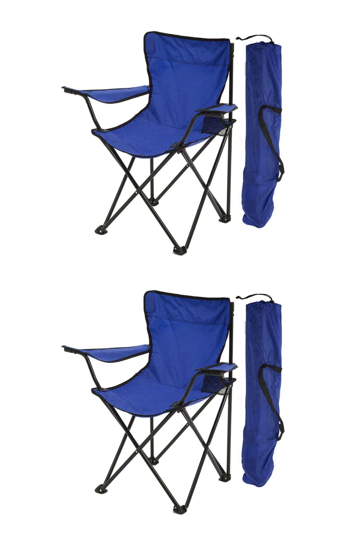 Exent 2'li Rejisör Kamp Sandalyesi Piknik Sandalyesi Katlanır Sandalye Taşıma Çantalı Sandalye-lacivert