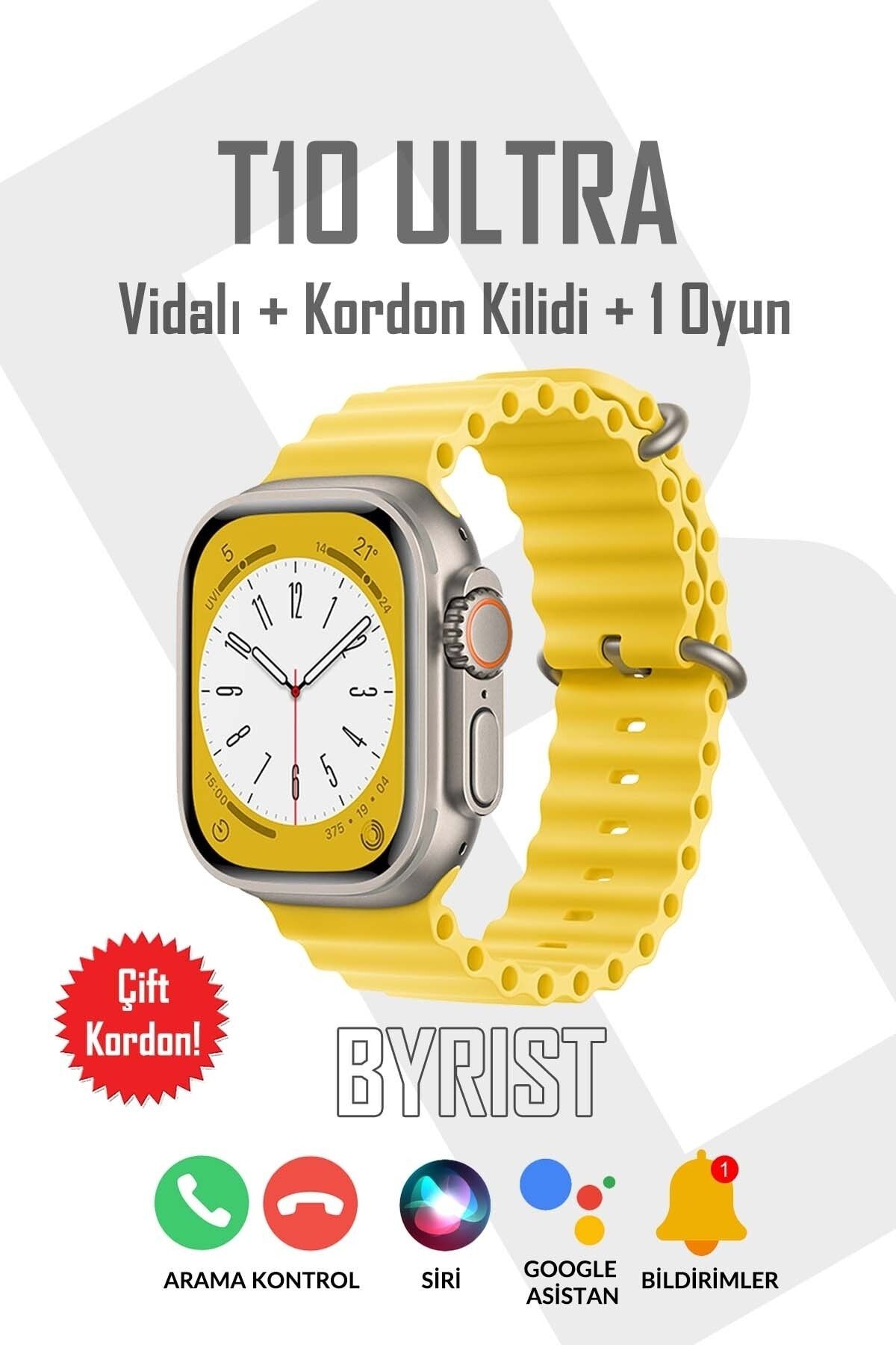 Byrist Watch 8 Ultra Series T10 Ultra Akıllı Saat 49mm 2.09ınç Ios/android Uyumlu Çift Kordon Akıllı Saat