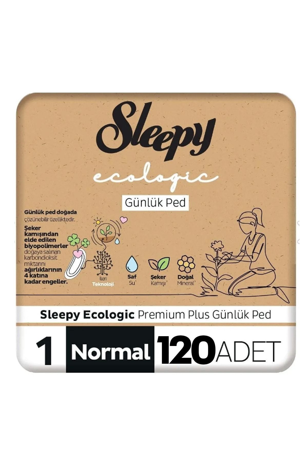 Sleepy Ecologic Premium Plus Günlük Ped Normal 120 Adet Ped
