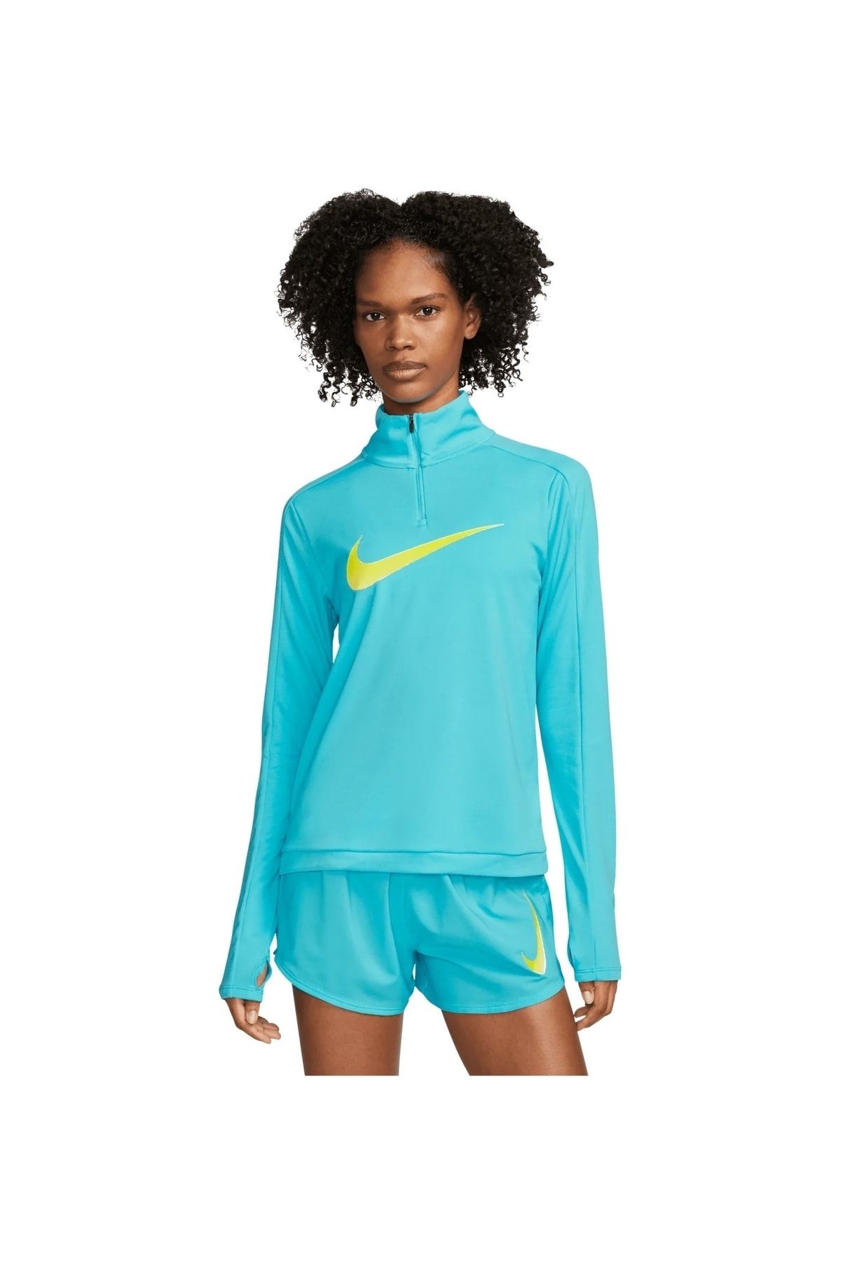 Nike Swoosh Sweatshirt Kadın, Mavi Koşu Sweatshirt