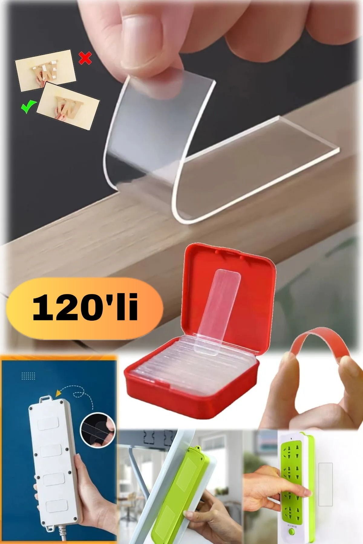 Utelips 120 Adet Süper Güçlü Tablo Pano Albüm Çerçeve Ayna Çift Taraflı Yapıştırıcı Nano Bant Montaj