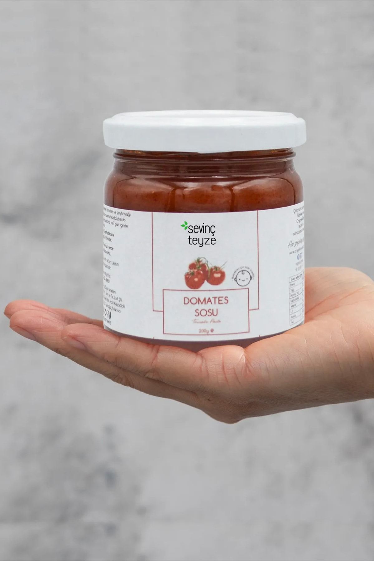 Organik Teyze Sevinç Teyze Bebek Domates Sosu, Baby Tomato Sauce 200g (TUZSUZ)