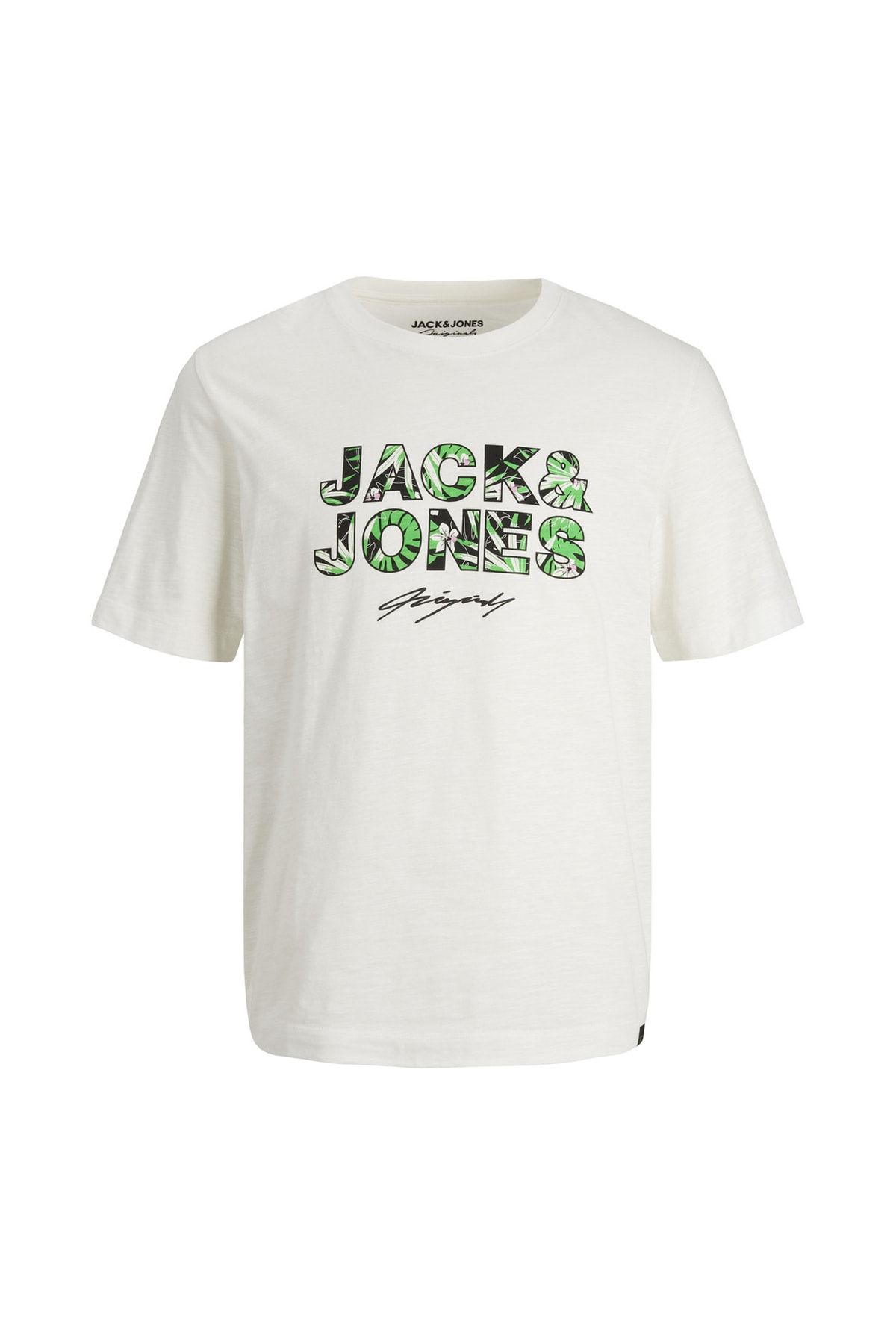 Jack & Jones Bisiklet Yaka Baskılı Krem Erkek T-shirt 12234807_jortulum Brandıng Tee Ss C