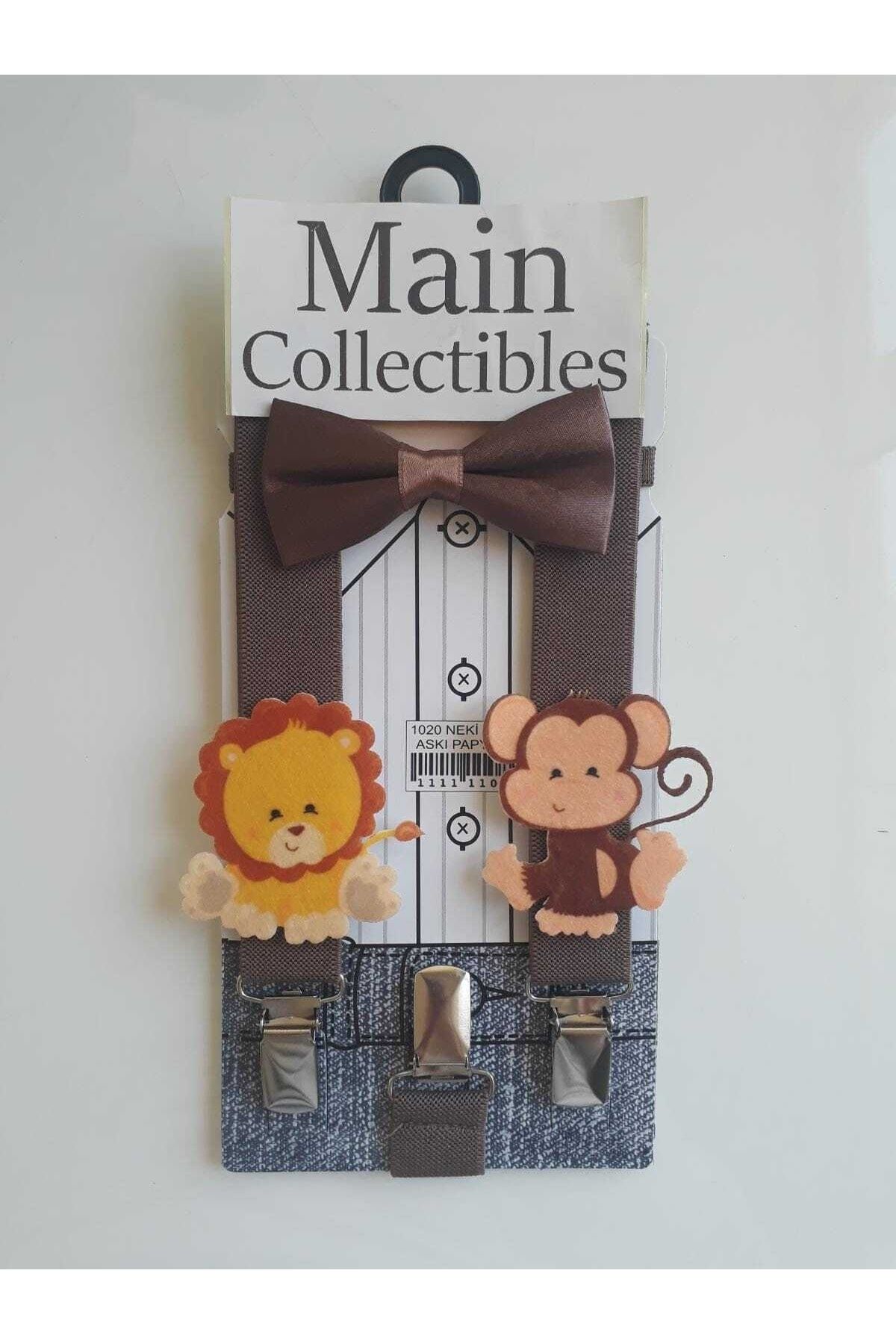 Main Collectibles Safari Hayvan Konsept Doğum Günü Aslan Kaplan Figürlü Papyon ve Pantolon Askı Set