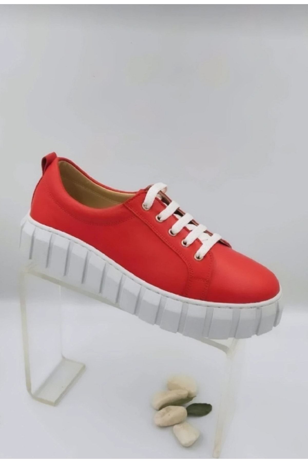 MelAlp Hakiki Deri Kadın Spor Ayakkabı Kırmızı