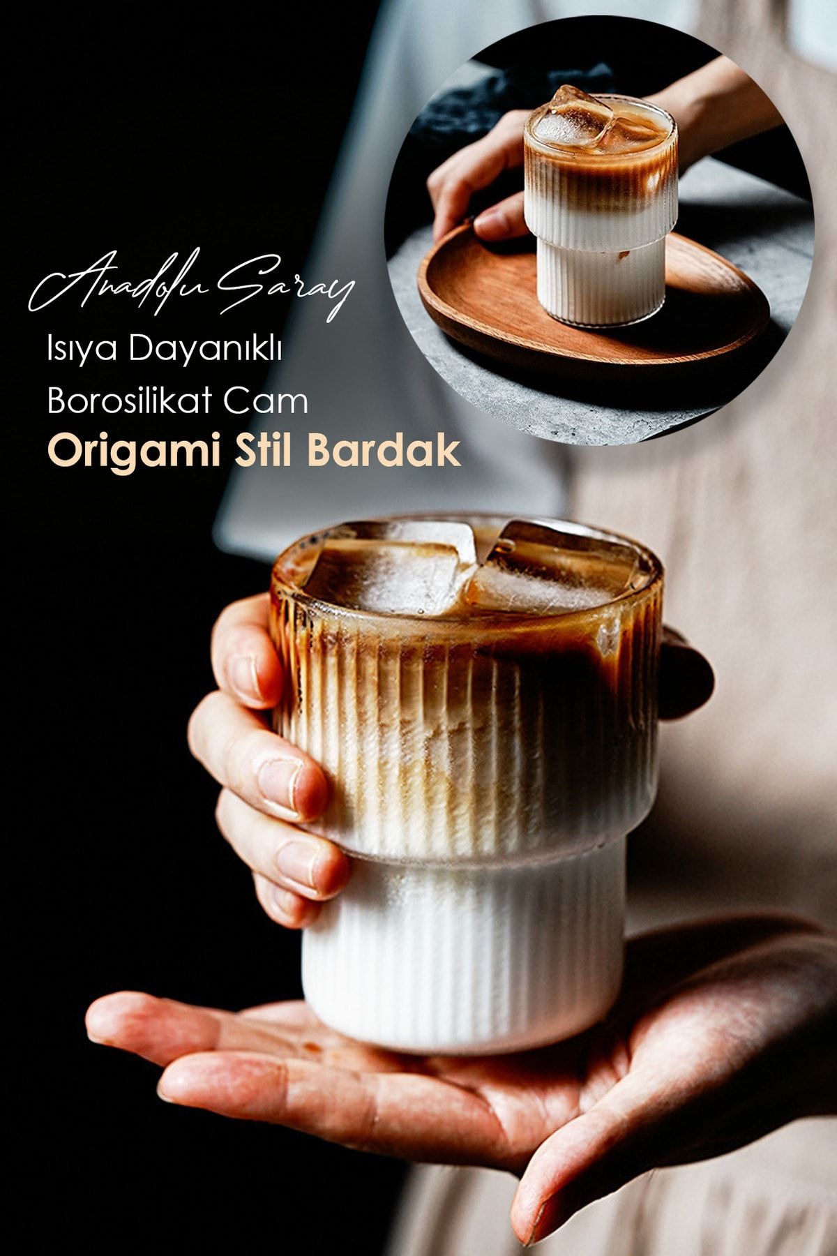 Anadolu Saray Çarşısı Isıya Dayanıklı Borosilikat Origami Stil Bardak | Kahve Ve Sunum Bardağı | Borosilikat Bardak