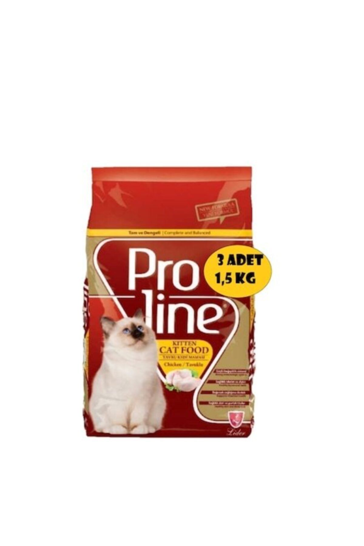 Pro Line Kitten Tavuklu Yavru Kedi Maması 1,5 Kg x 3 Adet