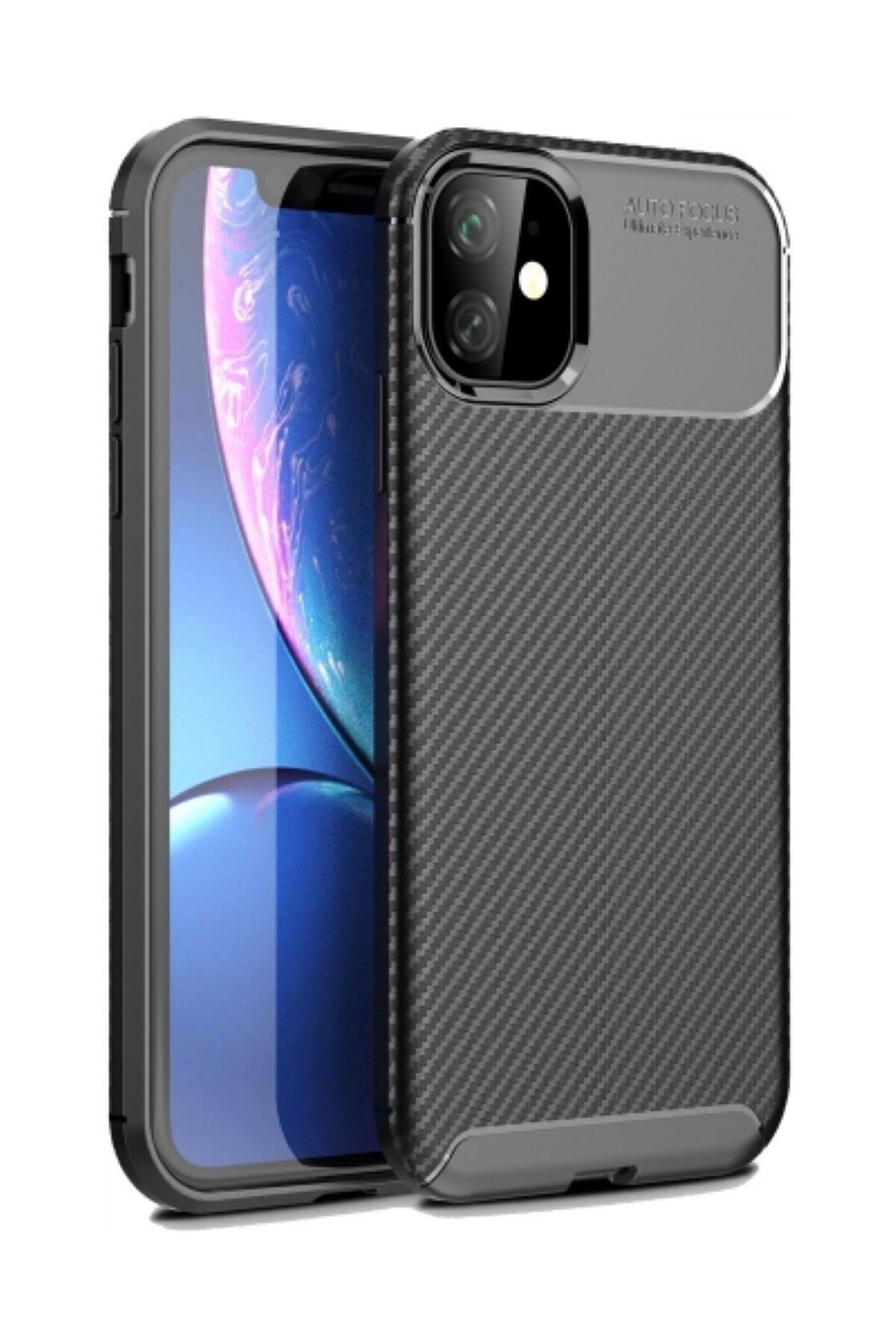 Kilifplus Apple Iphone 11 Kılıf Carbon Serisi Parmak Izi Bırakmayan Silikon - Siyah