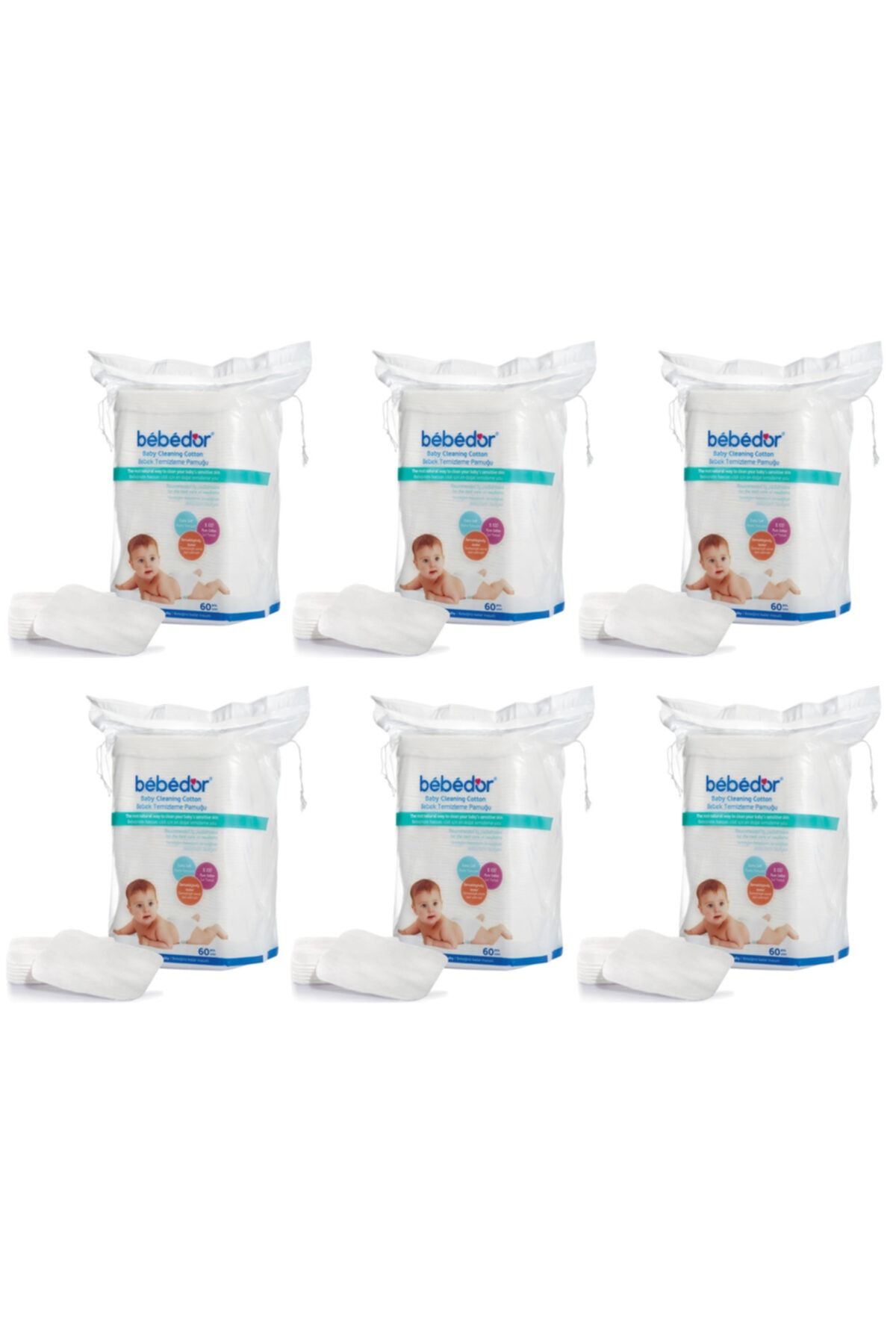 Bebedor Bebek Temizleme Pamuğu 60 Lı 6 Paket 360 Kullanım 6452