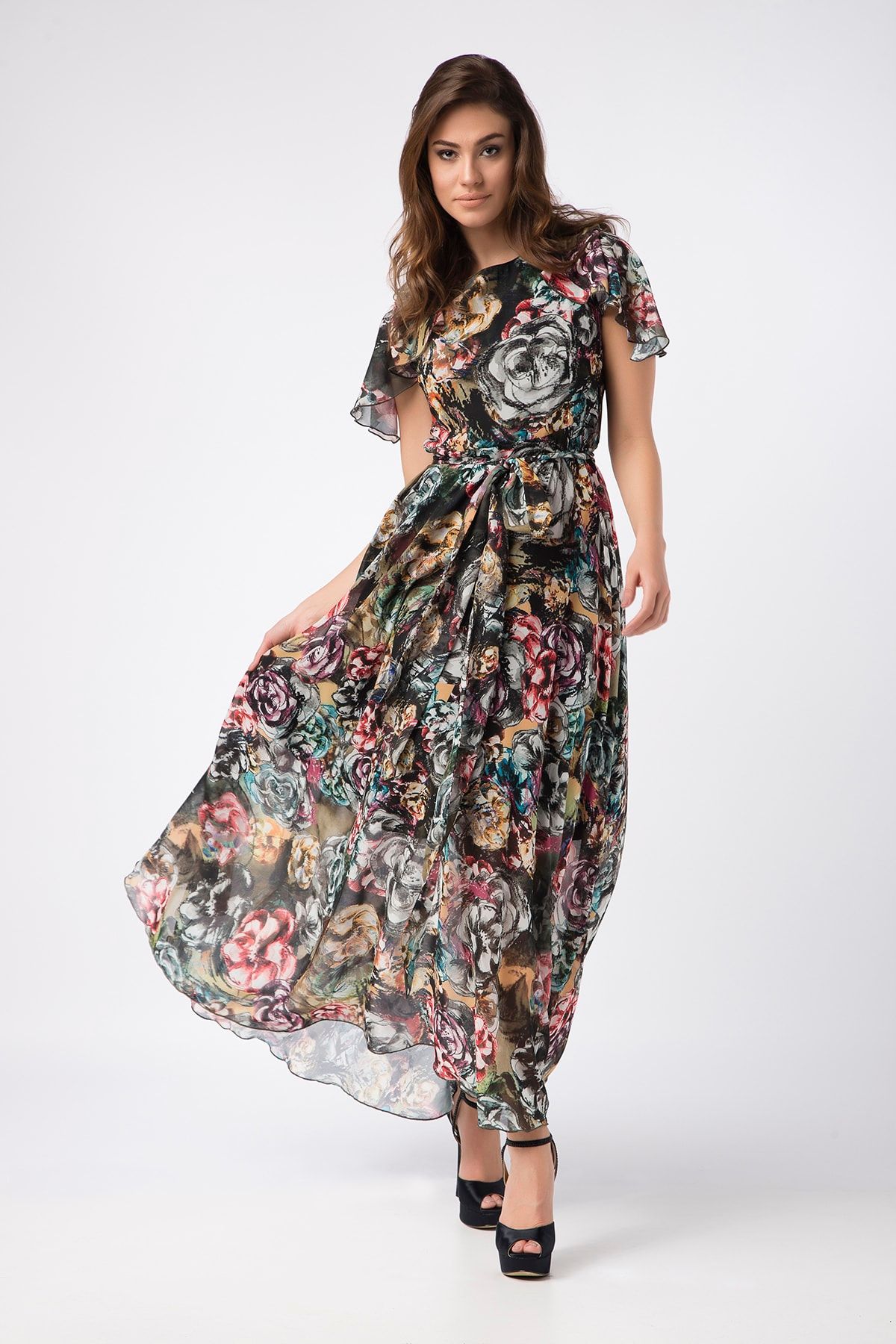 Laranor Kadın Desenli Şifon Elbise