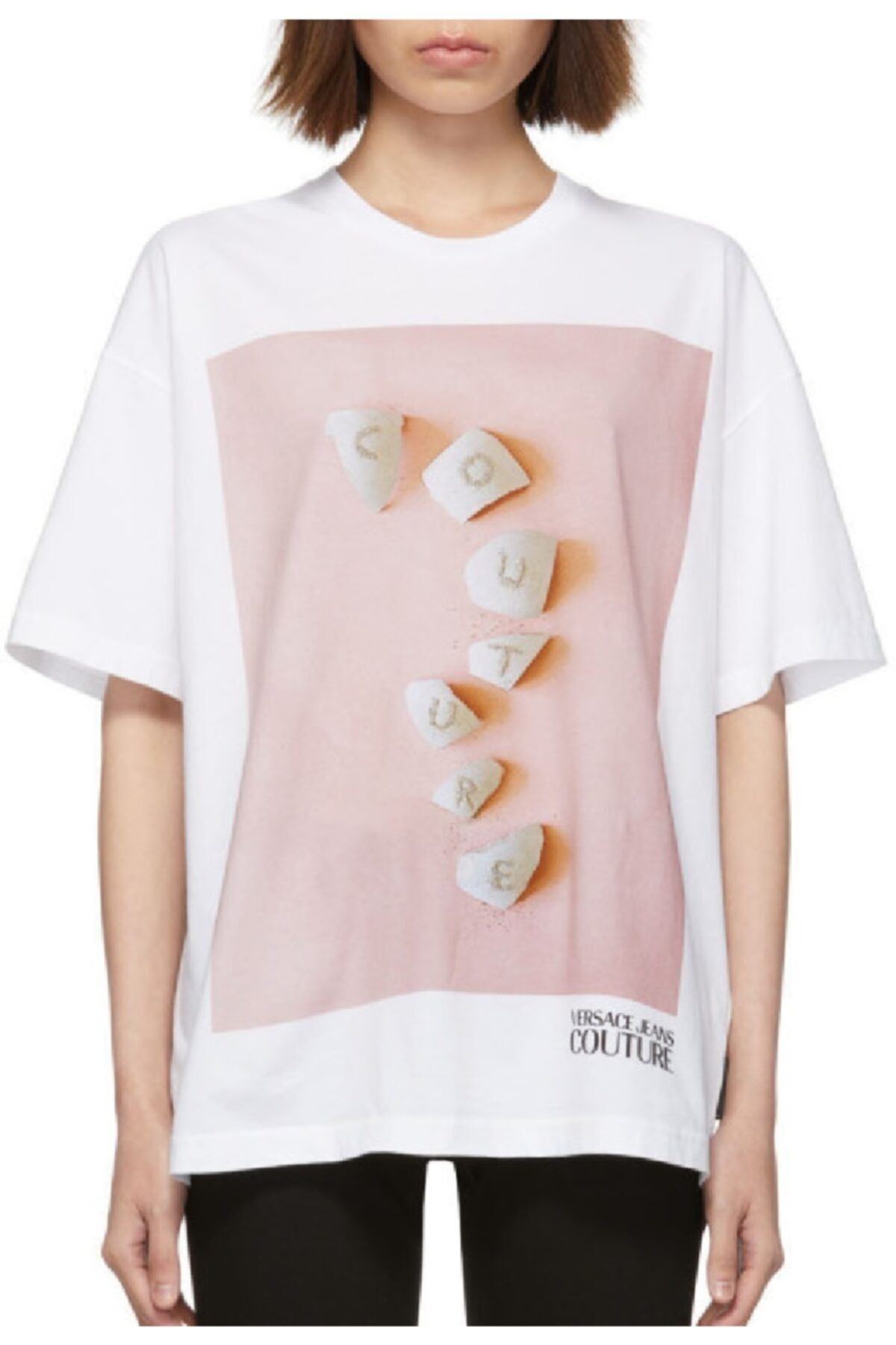 Versace Kadın Beyaz Collage Capsule Collection Sıfır Yaka T-Shirt