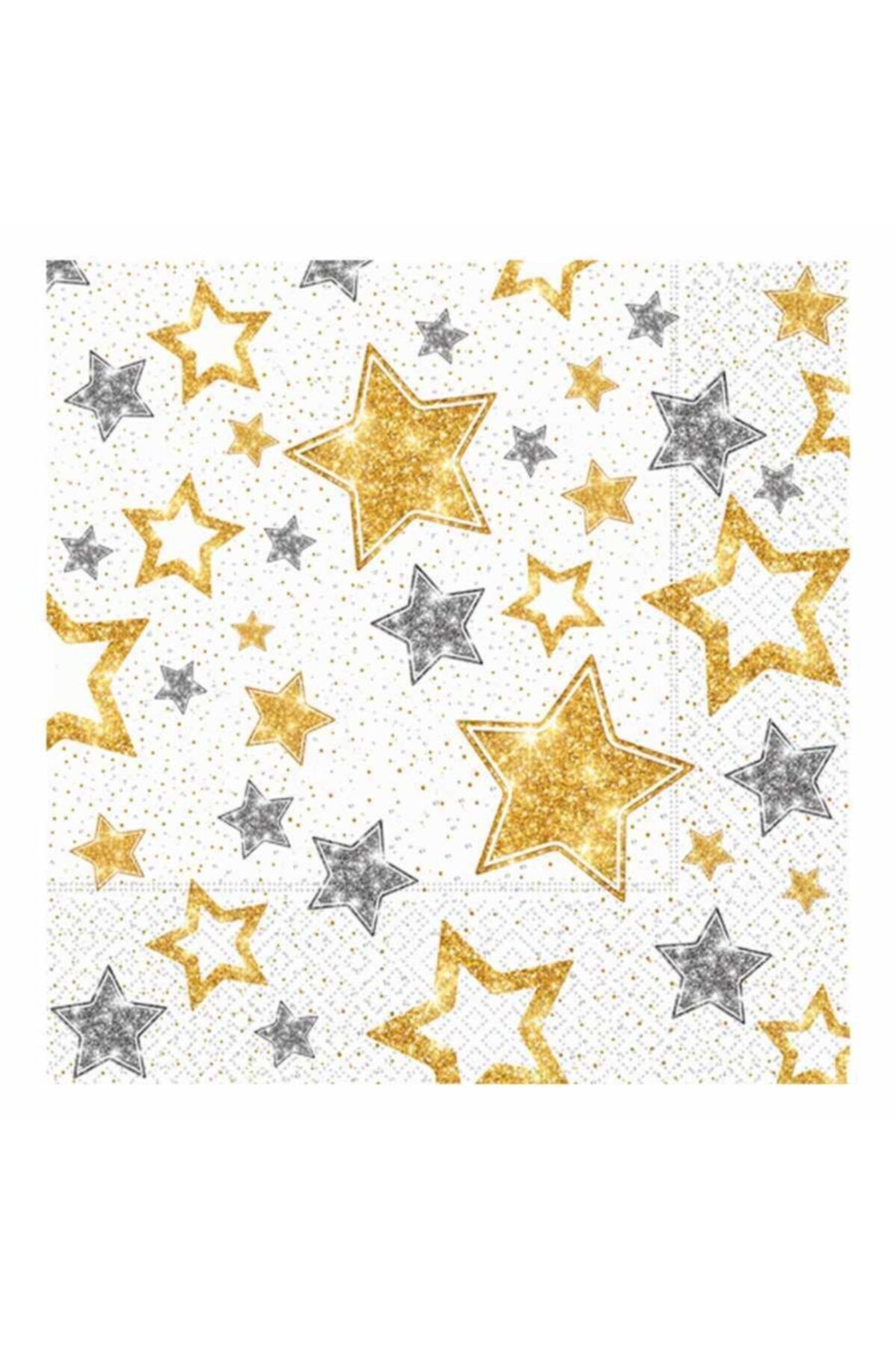 Genel Markalar Kikajoy Yıldızlar Beyaz Kağıt Peçete 33x33 Cm 20'li