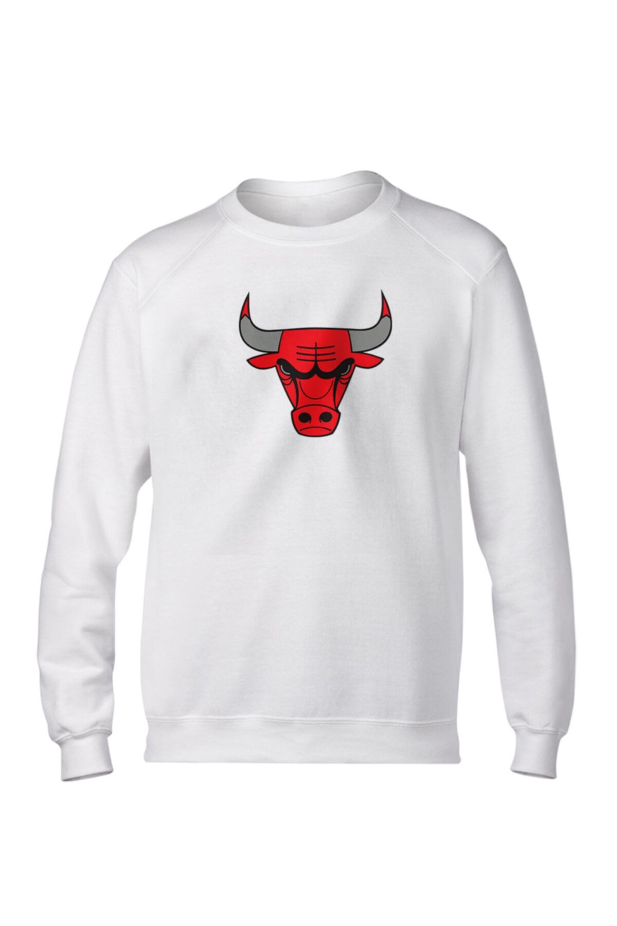 Fanatico Unisex Beyaz Chicago Bulls Logo Basic Sweatshirt