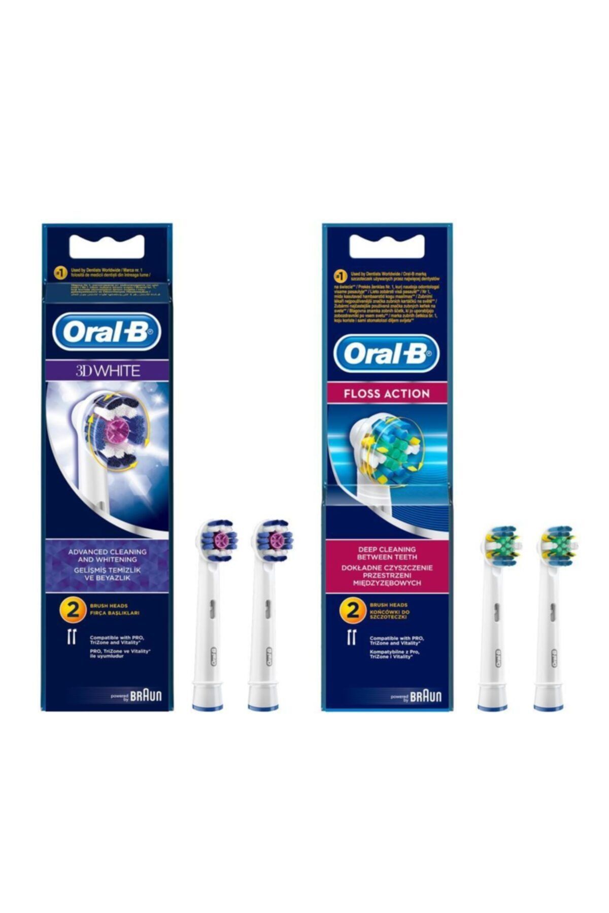 Oral-B Diş Fırçası Yedek Başlığı 3d White 2'li+floss Action 2'li