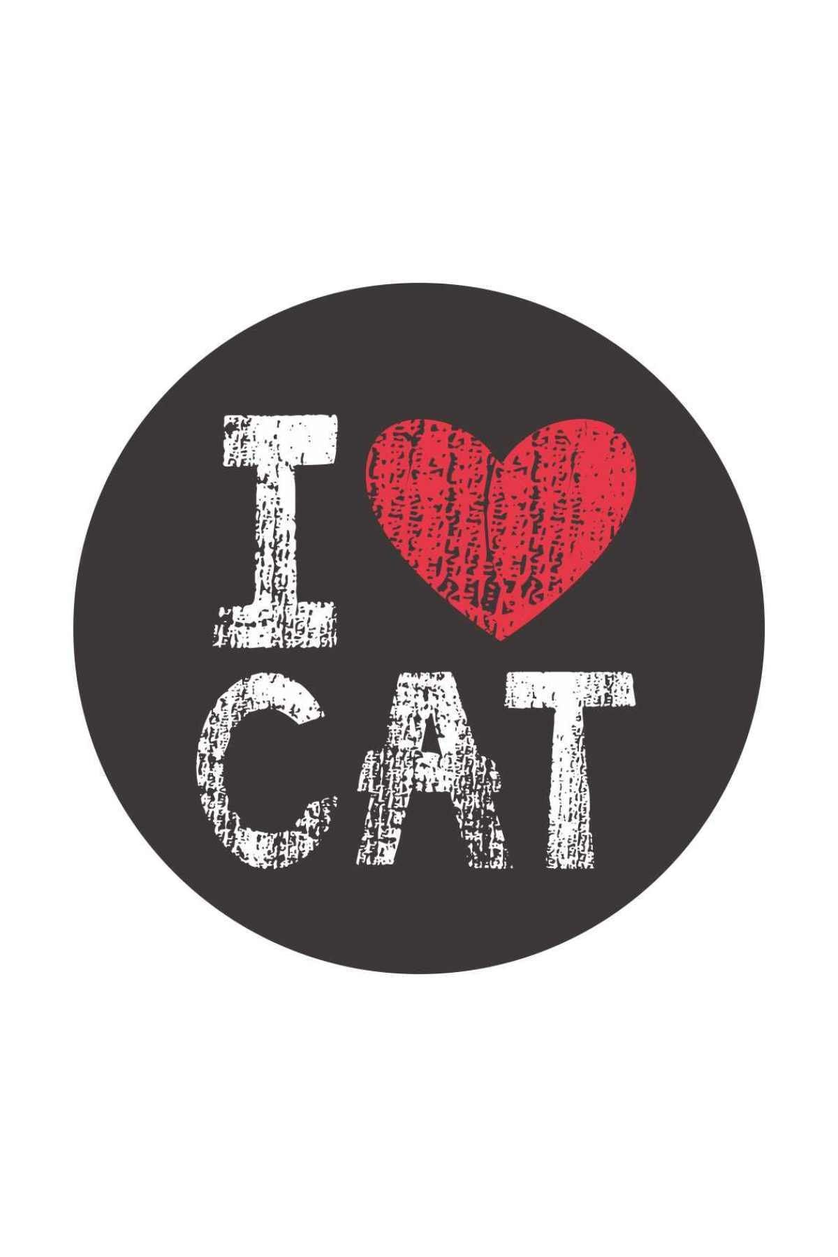 Sticker Fabrikası I Love Cat Sticker 00274 12x12 Cm