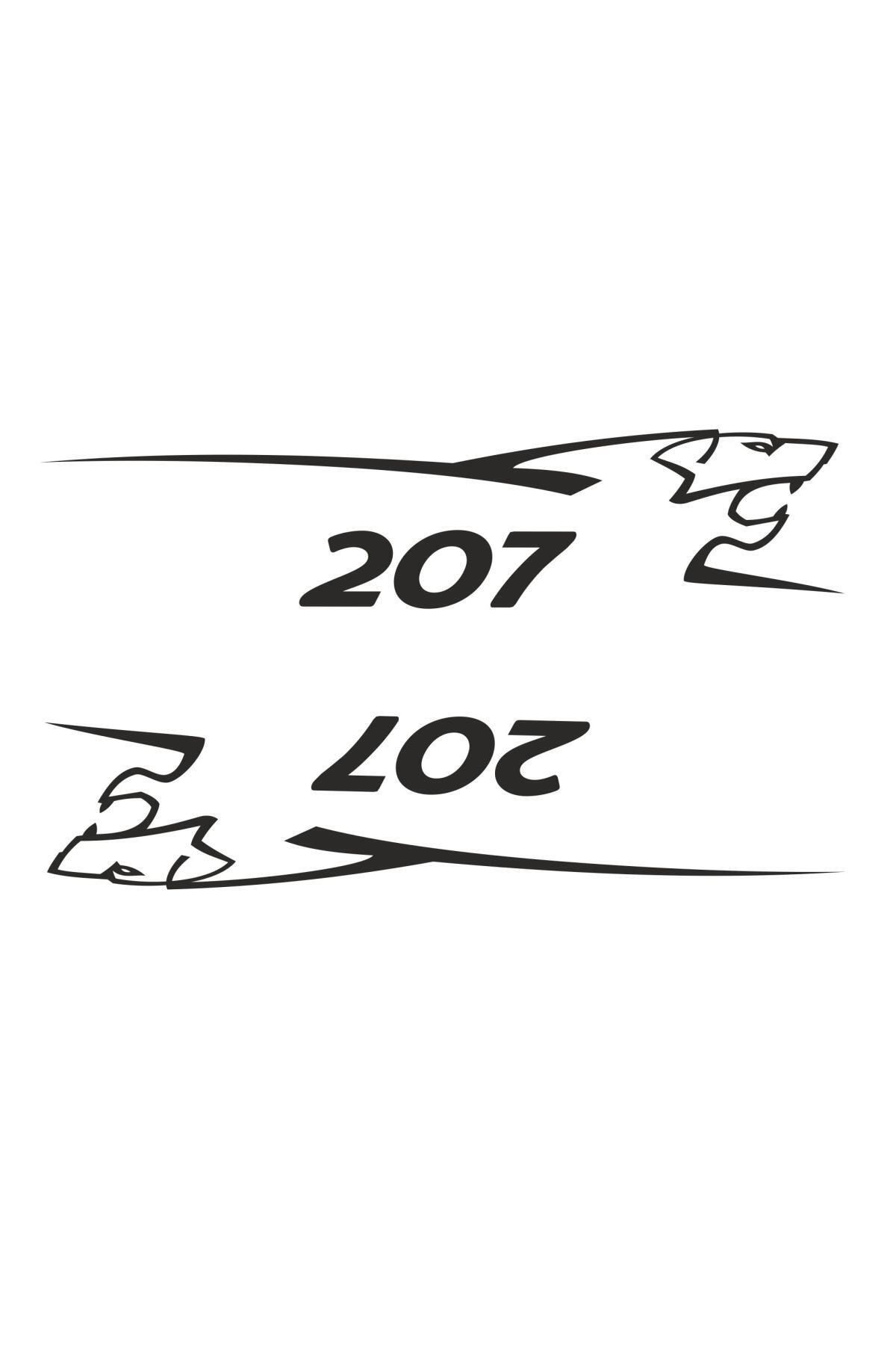 Sticker Fabrikası Peugeot 207 2 Adet Takım Oto Sticker 00688 25x5,5 Cm