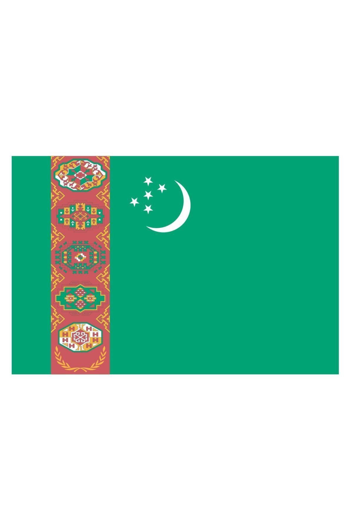 Sticker Fabrikası Türkmenistan Türkmen Bayrağı Sticker 00718 13x7,5 Cm