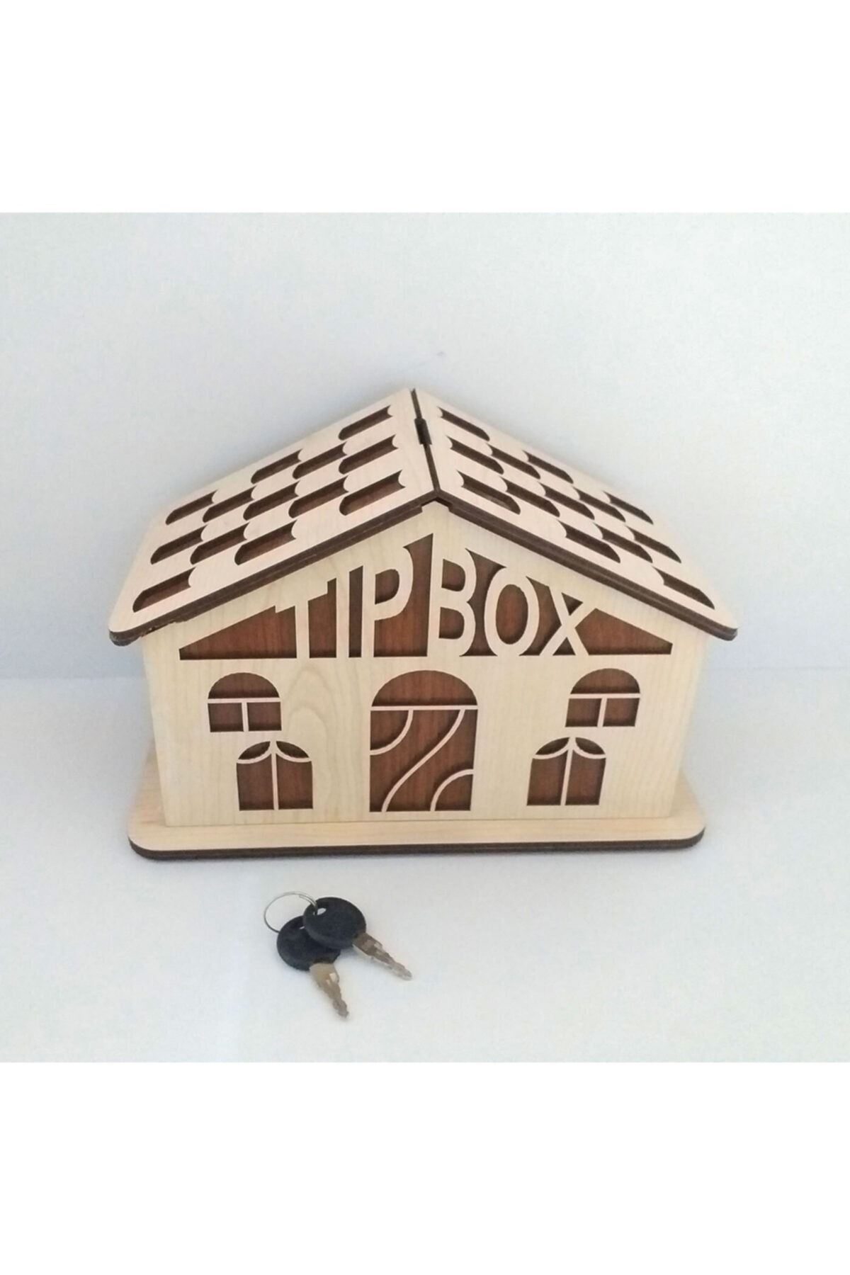 AHŞAP ATÖLYE Tip Box Bahşiş Kutusu Ahşap (18x10x13)cm - Anahtarlı Kilitli