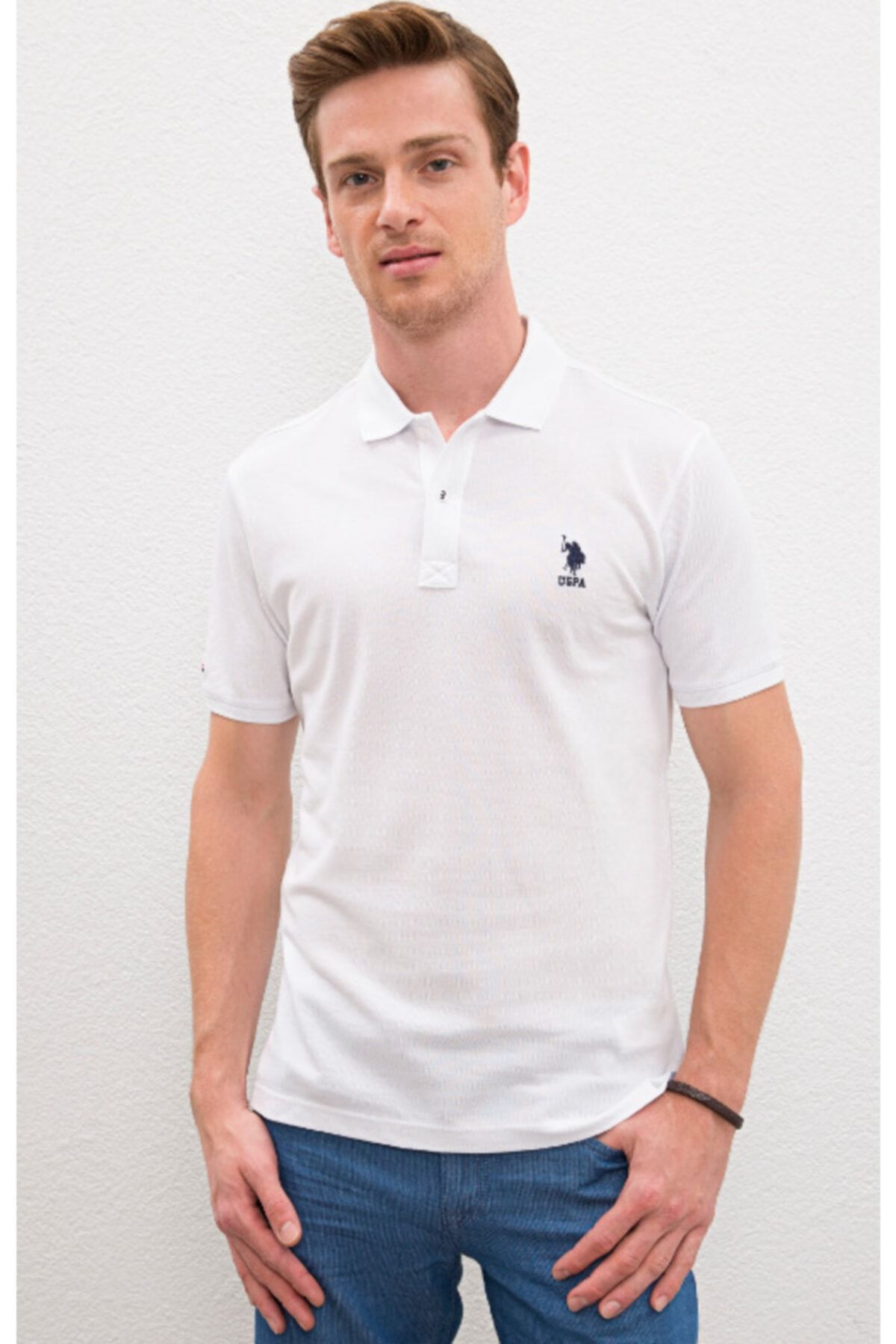 U.S. Polo Assn. Erkek Beyaz Polo Yaka T-shirt