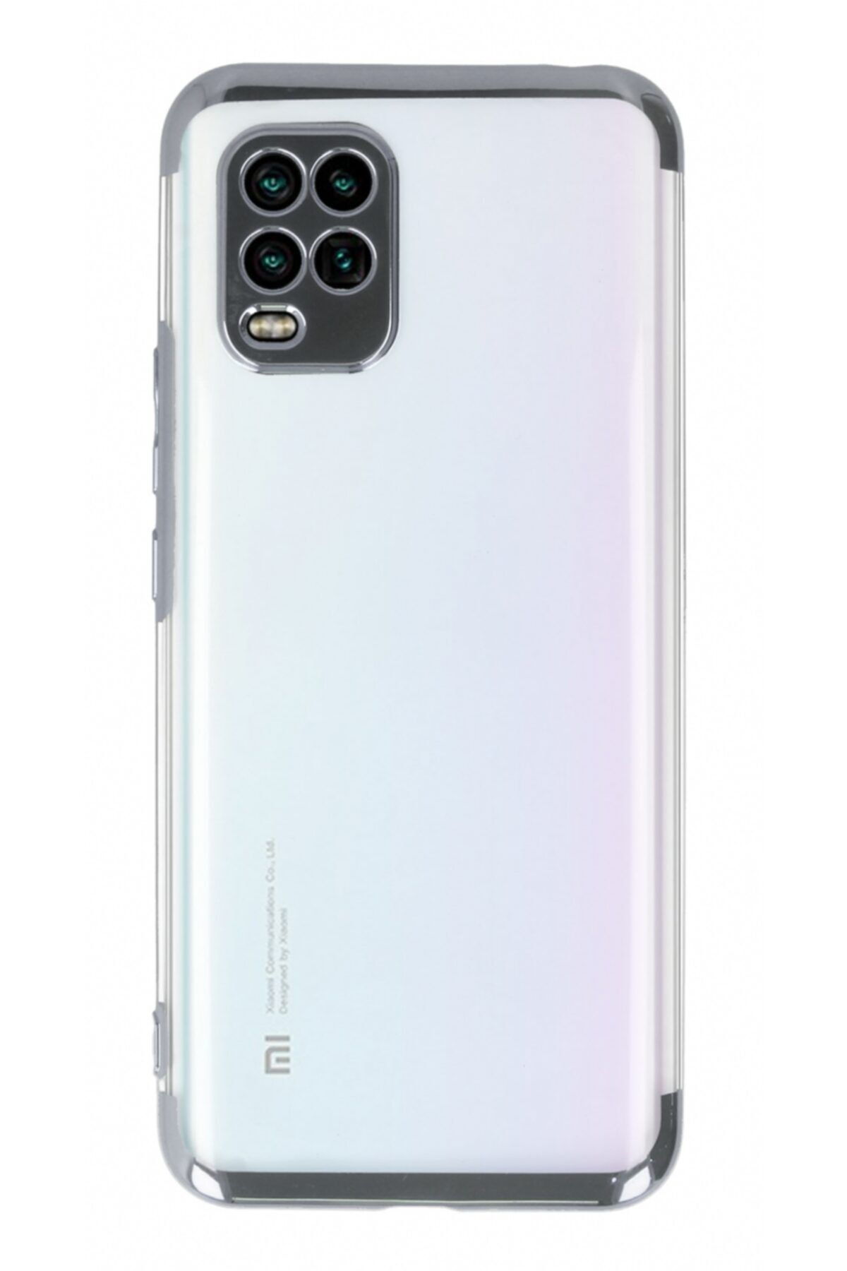 Mobilcadde Eiroo Radiant Xiaomi Mi 10 Lite Silver Kenarlı Şeffaf Silikon Kılıf