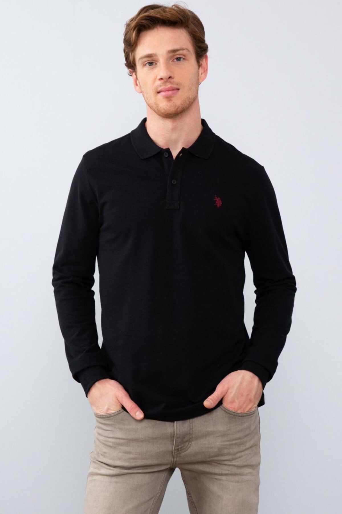 U.S. Polo Assn. Erkek Siyah Yakalı  Sweatshirt