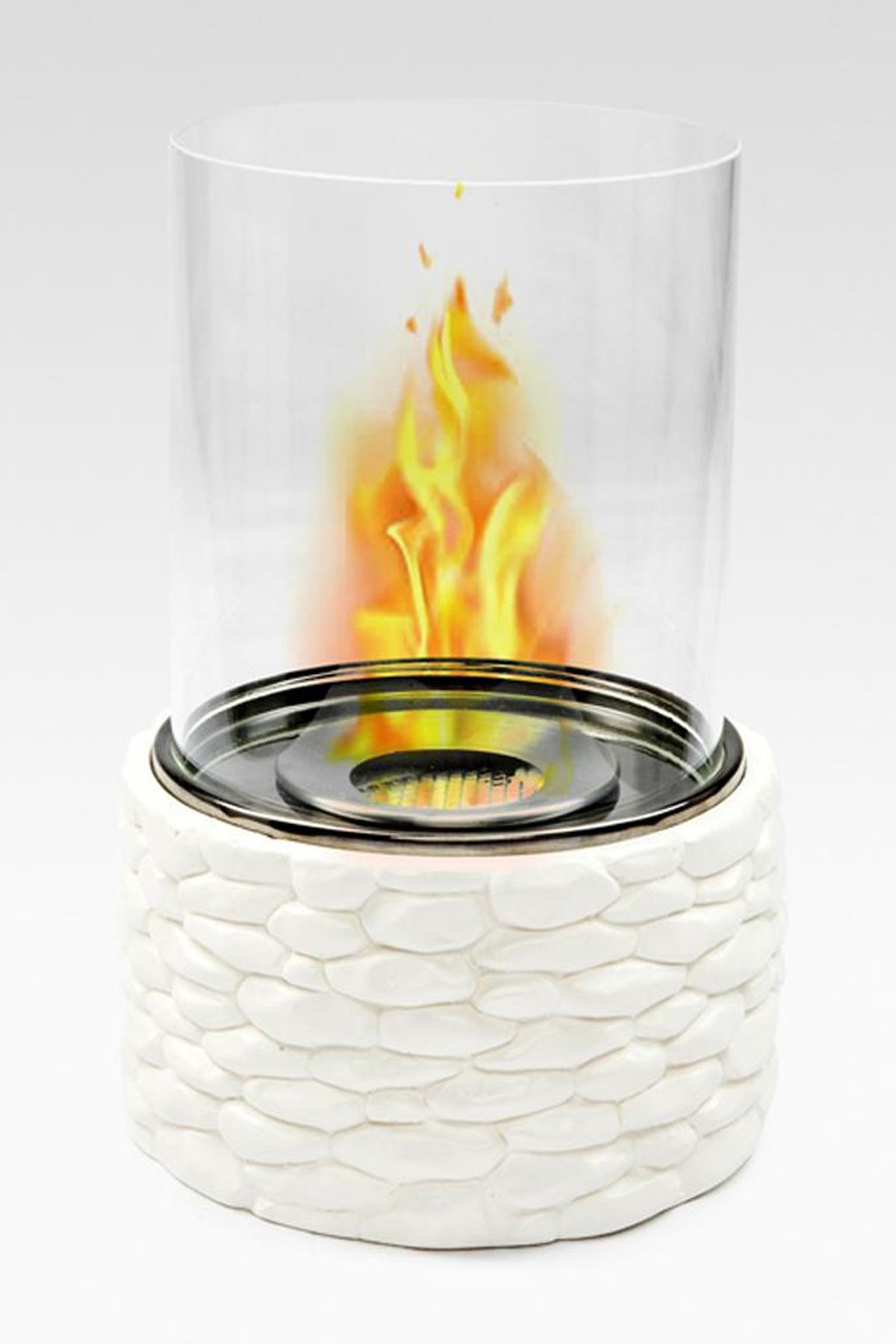 MumvemuM Beyaz Taşlı Bioethanol Şömine Masa Tipi + 1 Litre Yakıt Hediyeli