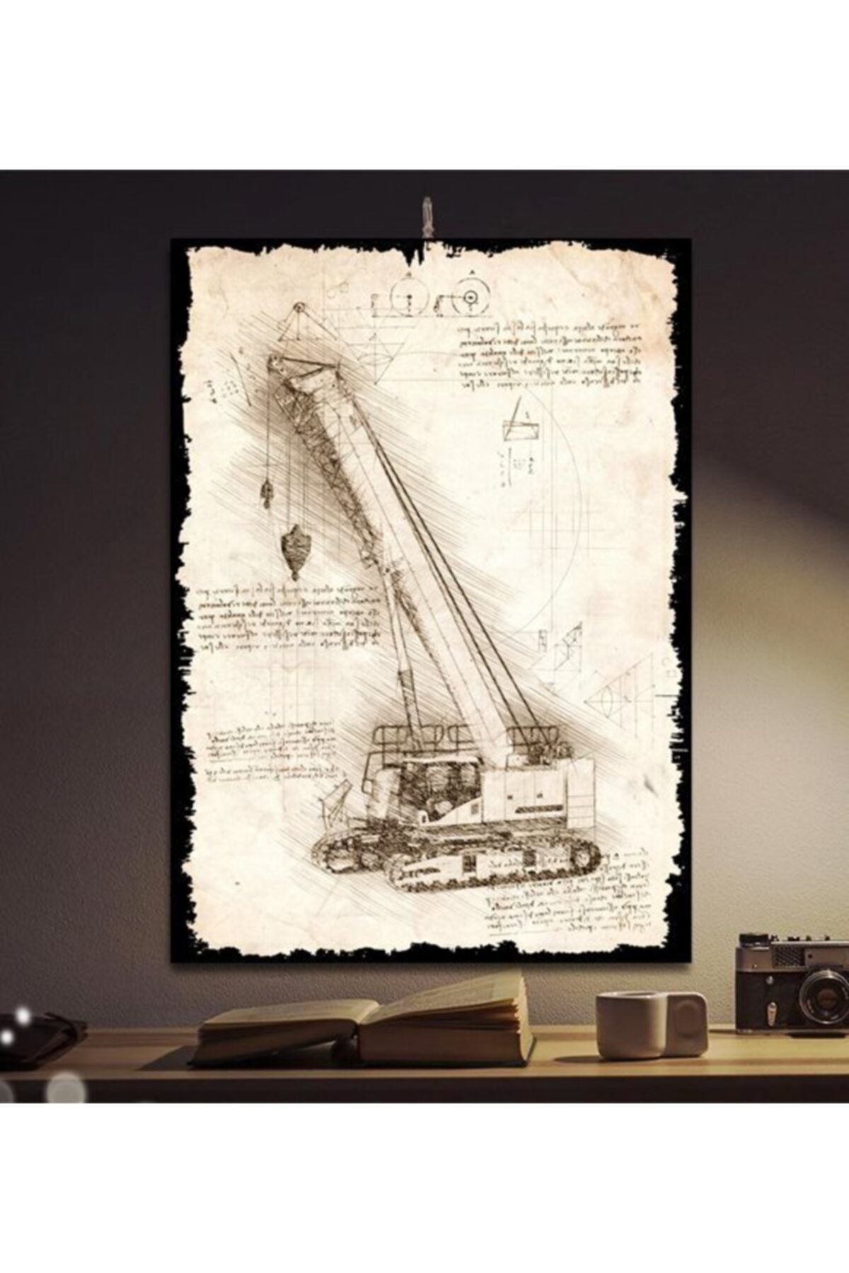 Tontilika Dekoratif 8 mm Ahşap Tablo Crane Da Vinci Tasarım 15x21 cm