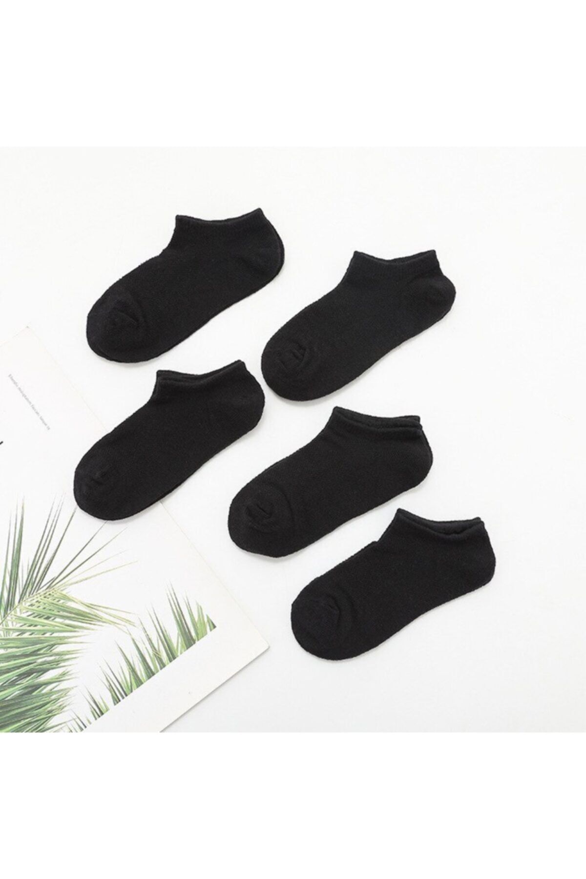 çorapmanya 5 Çift Modal Siyah Kadın Patik Çorap Bilek Boy