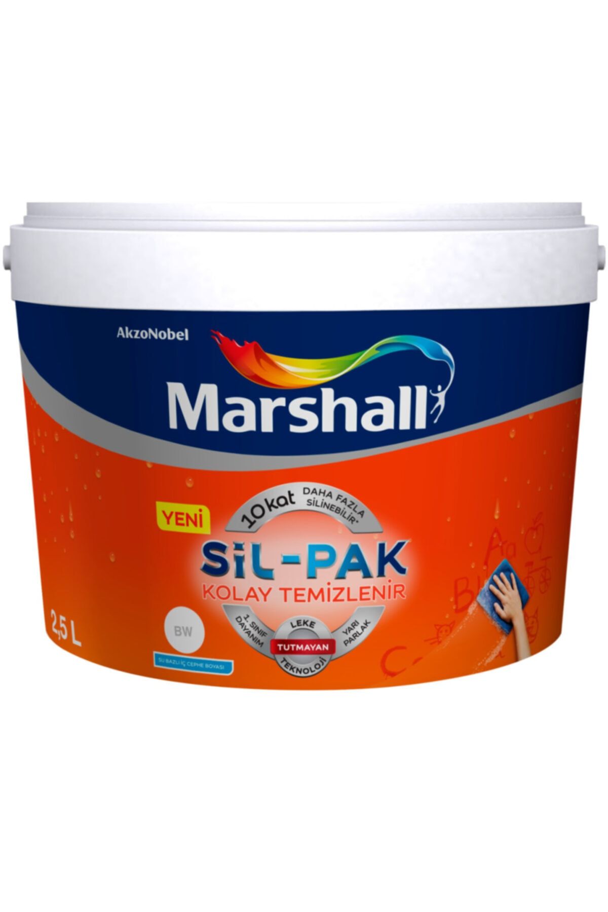 Marshall Sil-pak Leke Tutmaz Duvar Boyası 2.5 Lt / 3.5 Kg Kristal