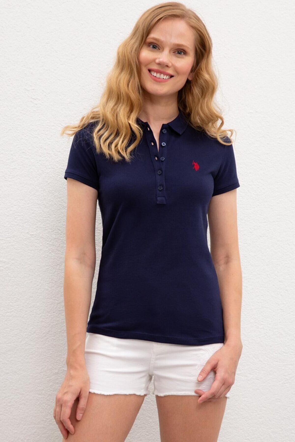 US Polo Assn Kadın Lacivert Polo Yaka T-shirt