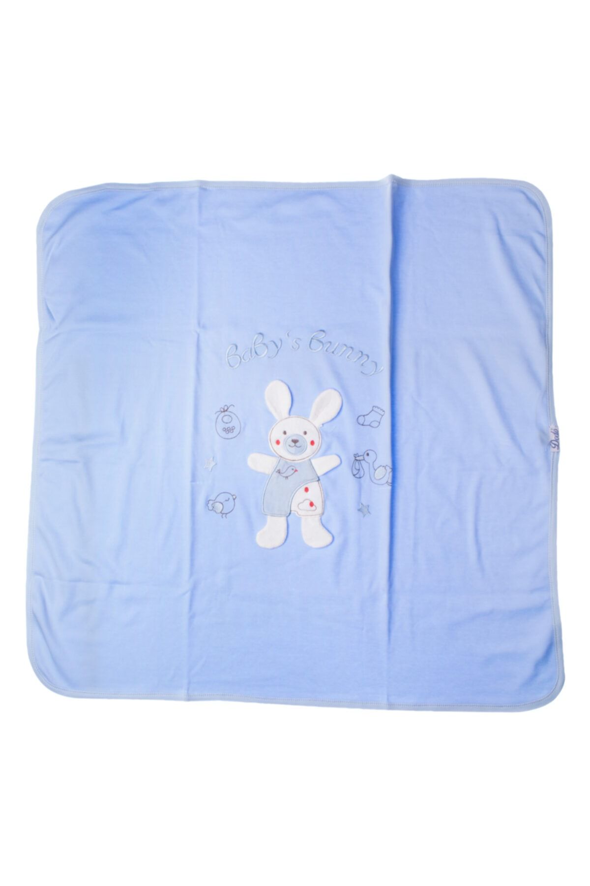 Albimini Mavi Akyüz Bebe Tavşan Baskılı 90 X 80 cm Penye Battaniye