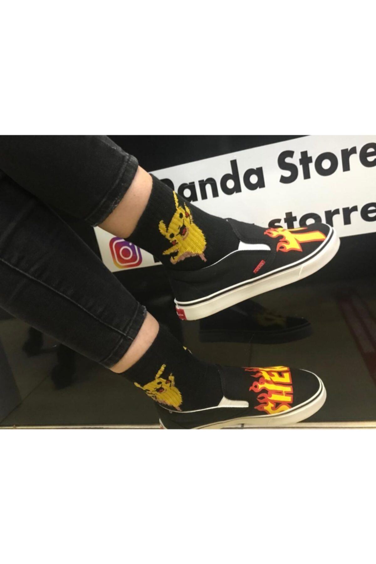 Panda Unisex Siyah K-pop Thrasher Ayakkabı