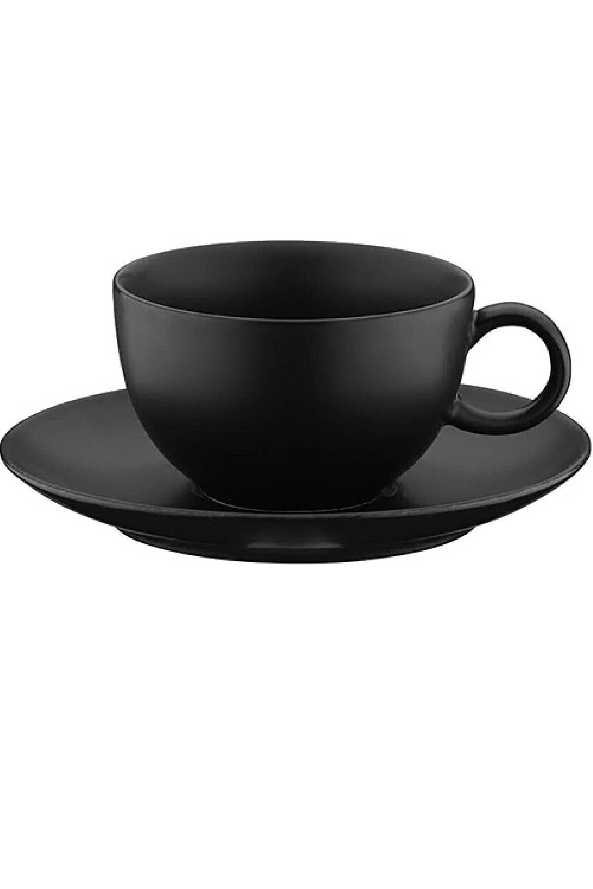Kütahya Porselen Siyah Zeugma Çay Fincanı Ve Tabağı