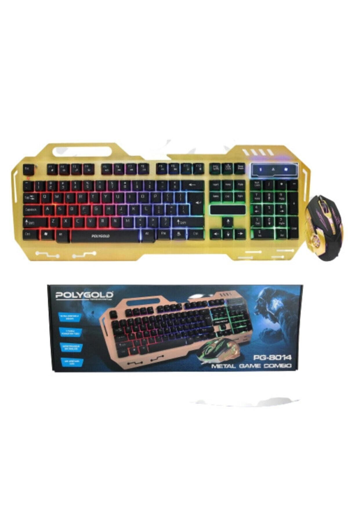Polygold Pg-8014 Siyah Ledli Gaming Q Multimedia Klavye + Mouse Set