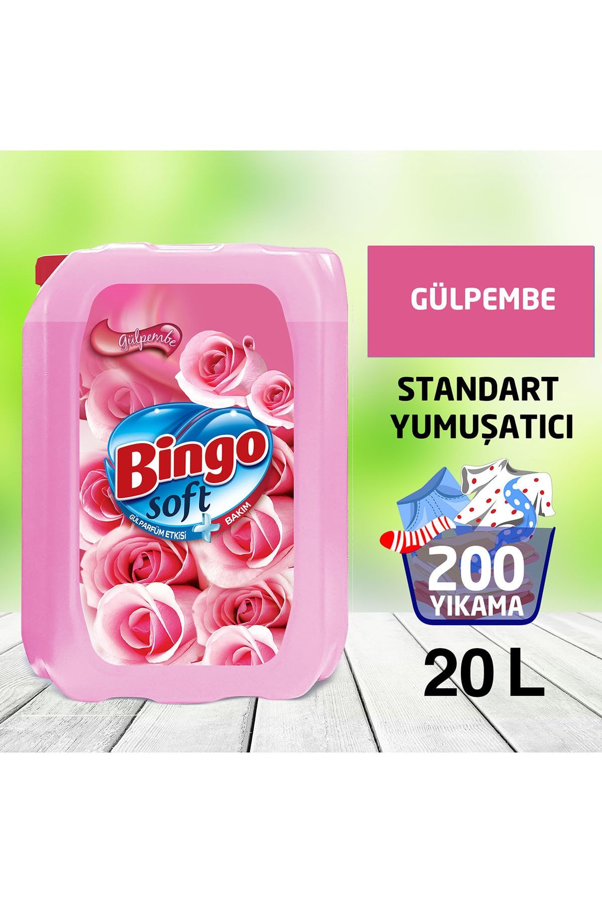 Bingo Soft Çamaşır Yumuşatıcısı Gülpembe 5 L Ekonomi Paketi 4'lü