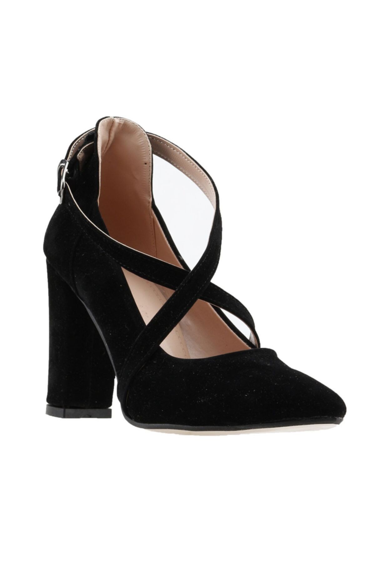 Ayakland Kadın Siyah Süet Klasik Topuklu Ayakkabı 137029-1122