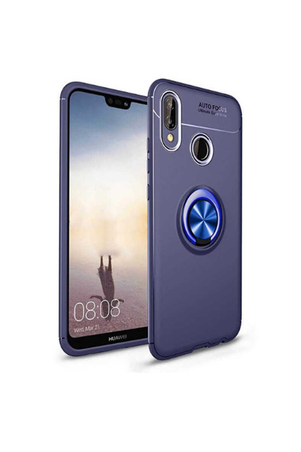 Gramaphone Huawei P Smart 2019 Mavi Yüzüklü Standlı Kılıf