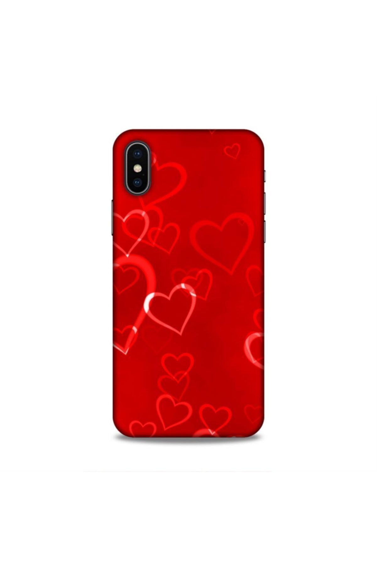 Pickcase Apple Iphone X Kılıf Desenli Arka Kapak Kırmızı Kalpler