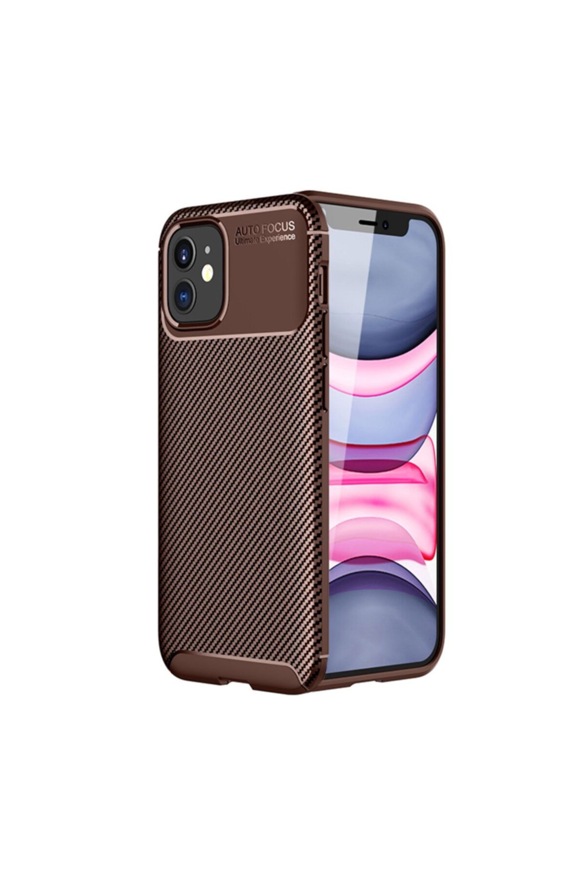 KNY Apple Iphone 12 Mini Kılıf Karbon Desenli Lux Negro Silikon+nano Cam Ekran Koruyucu
