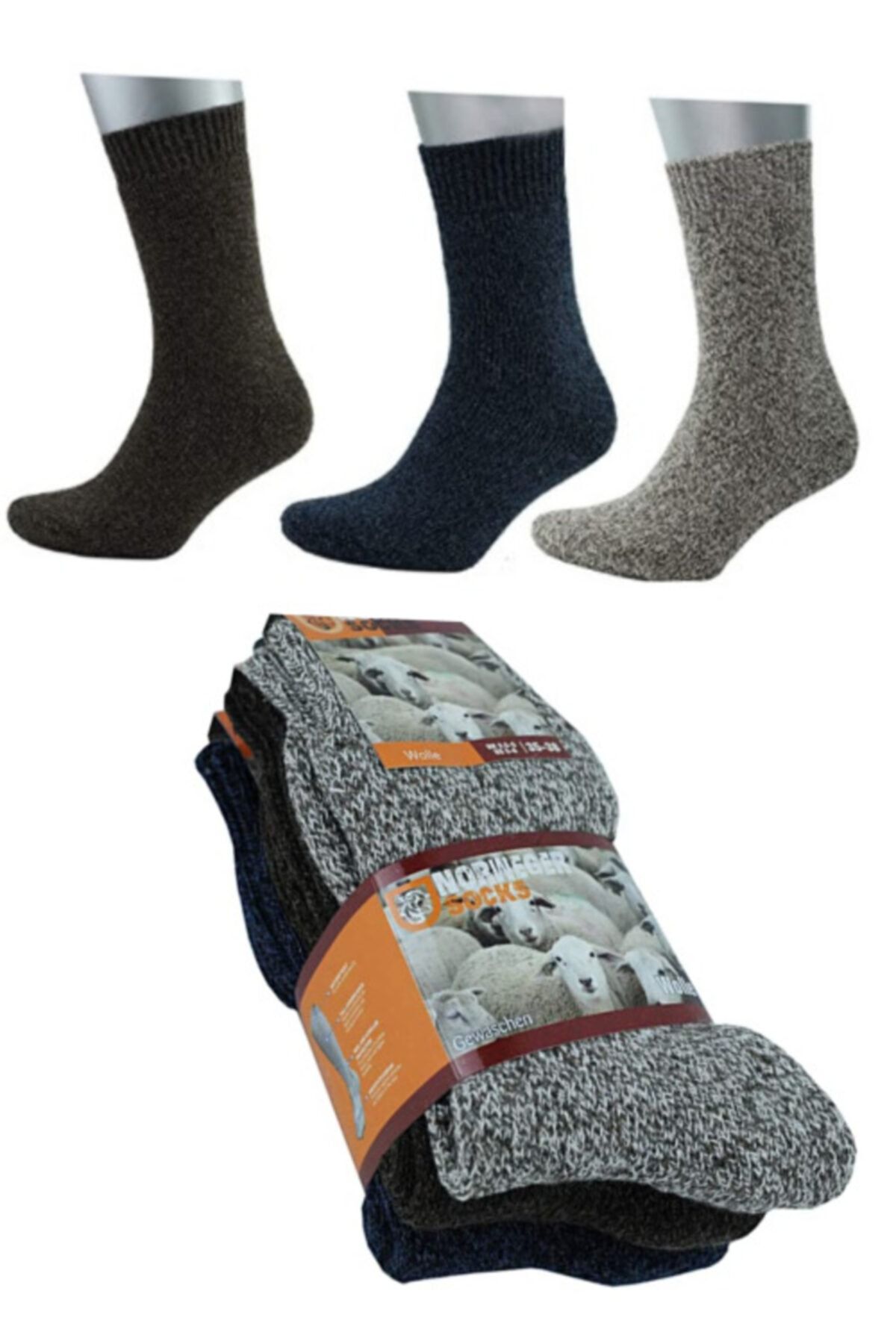 socksbox Norveç Tipi Termal Havlulu Yün Kışlık Çorap