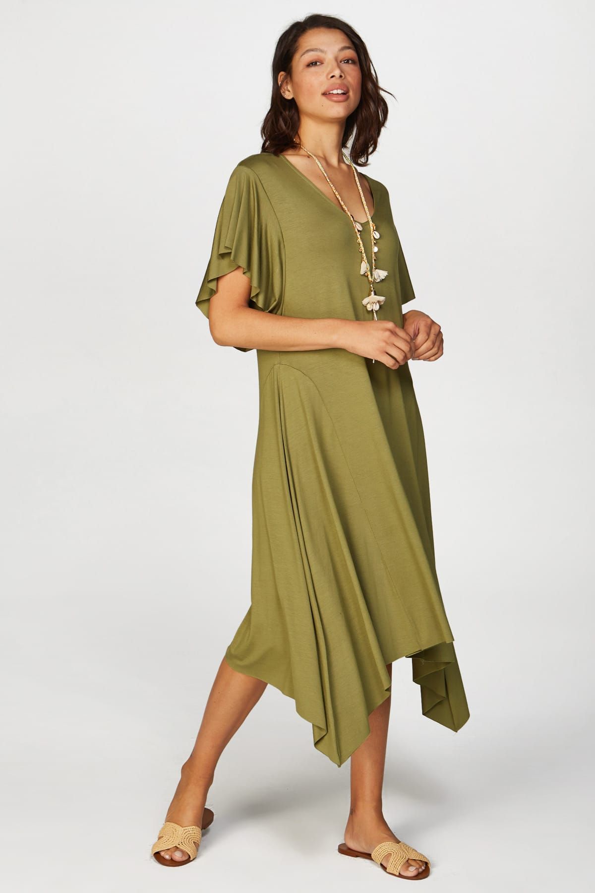 Faik Sönmez Kadın Yeşil Volanlı Elbise 38268 U38268