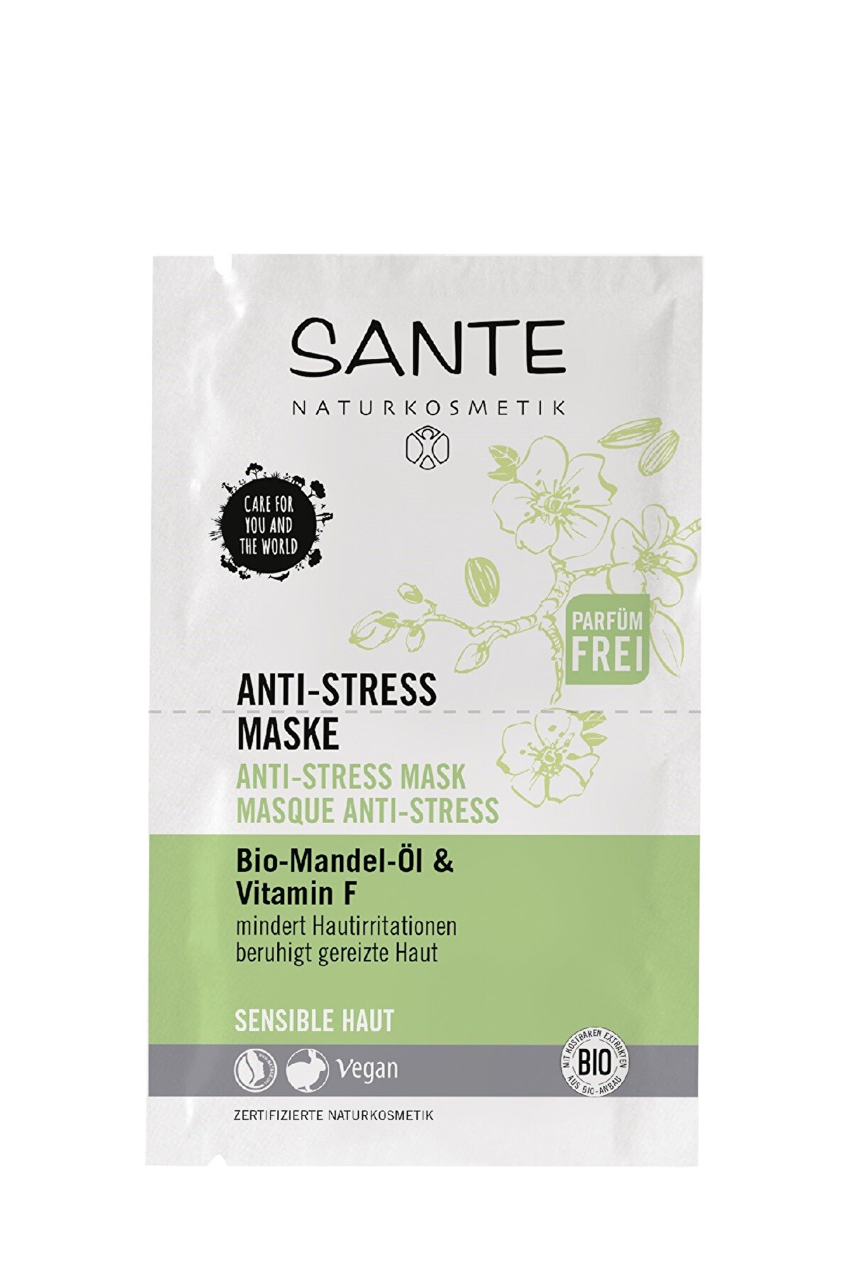 Sante Organik Yatıştırıcı Maske - Tekli Saşe - Organik Badem Yağı & F Vitaminli - 2 x 4 ml Saşe
