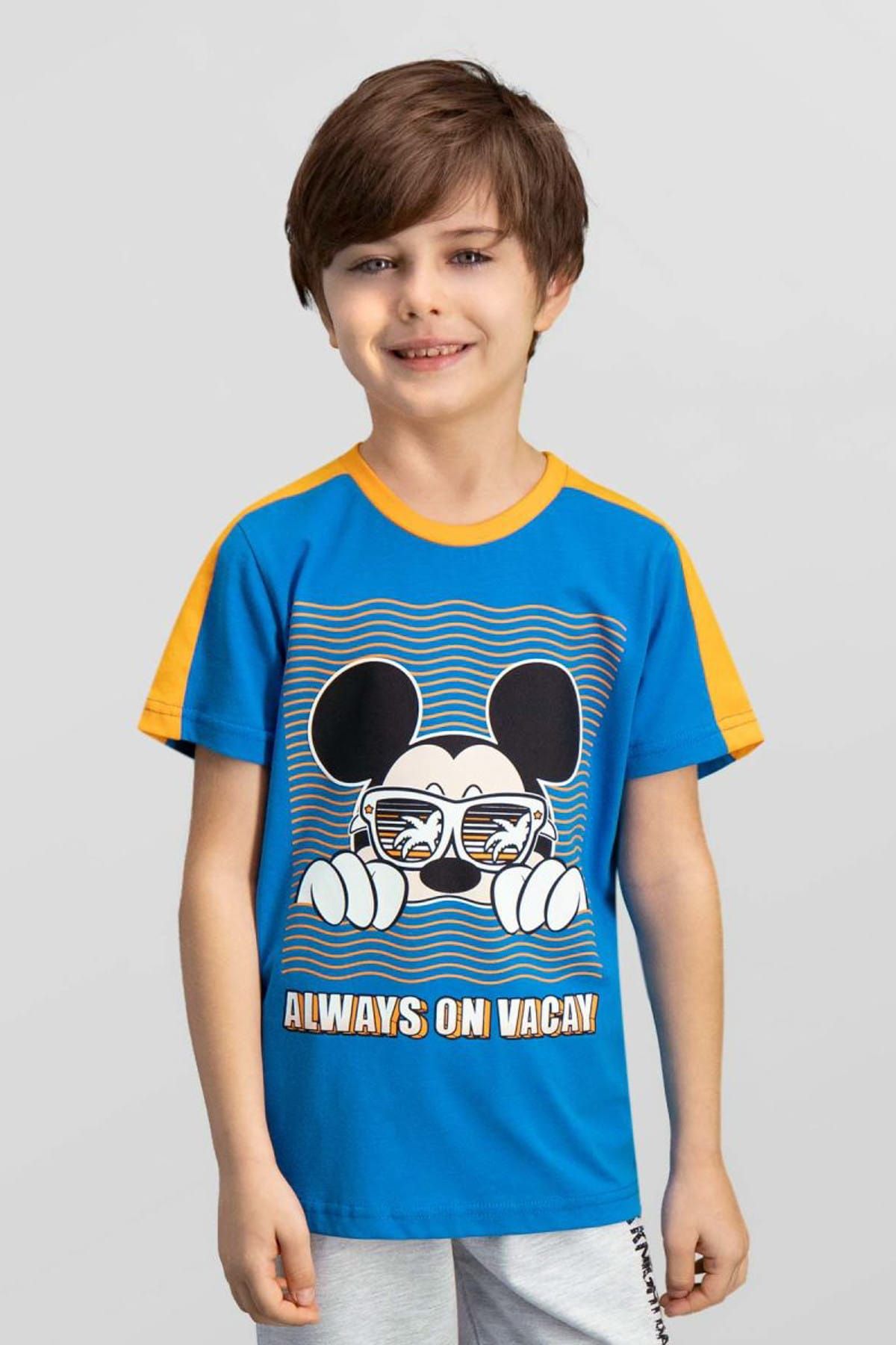 Mickey Mouse Mickey & Minnie Mouse Lisanslı Mavi Erkek Çocuk T-Shirt