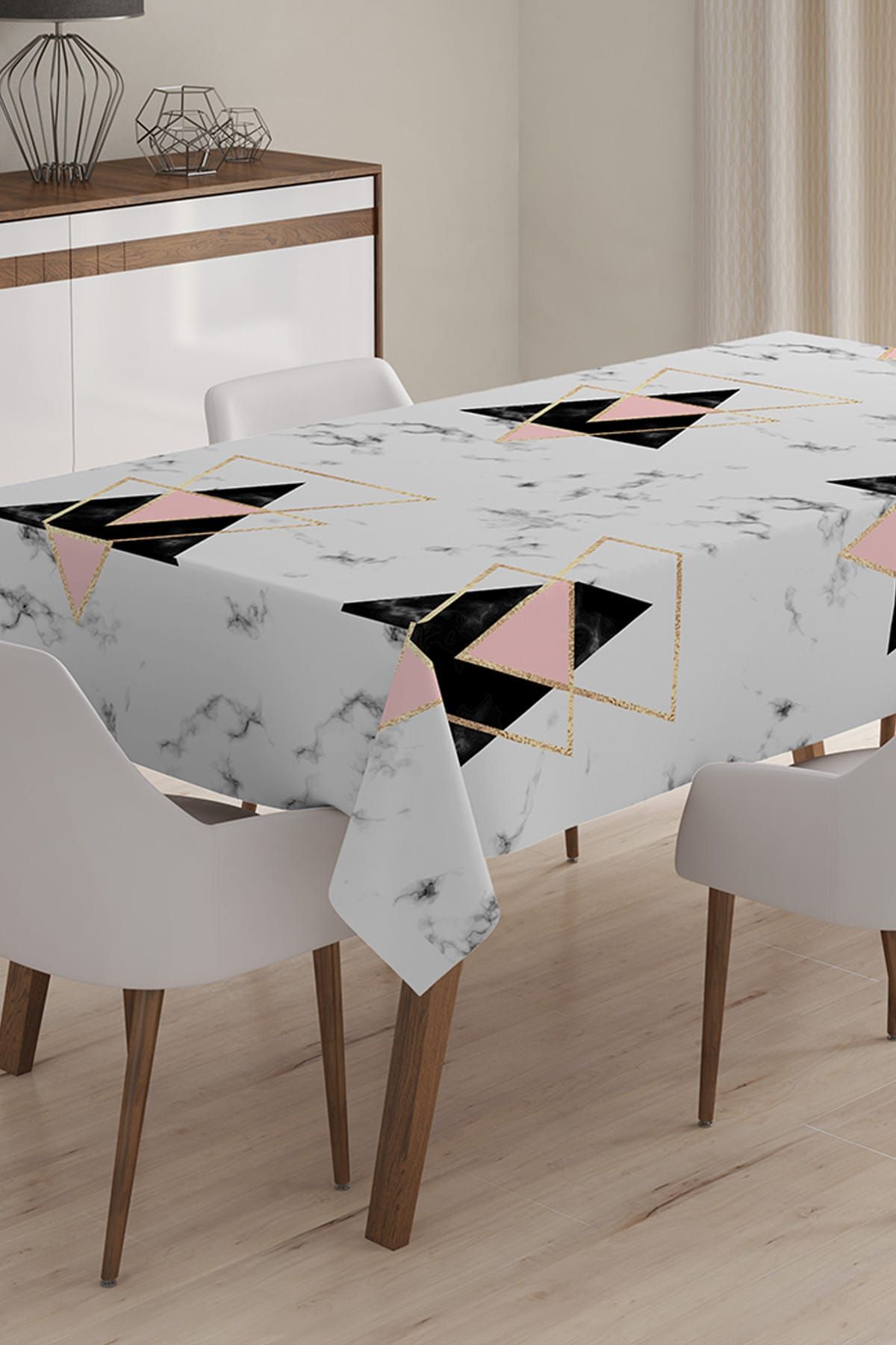 Realhomes Geometrik Desenli Dijital Baskılı 3D Masa Örtüsü - 120 x 140 cm