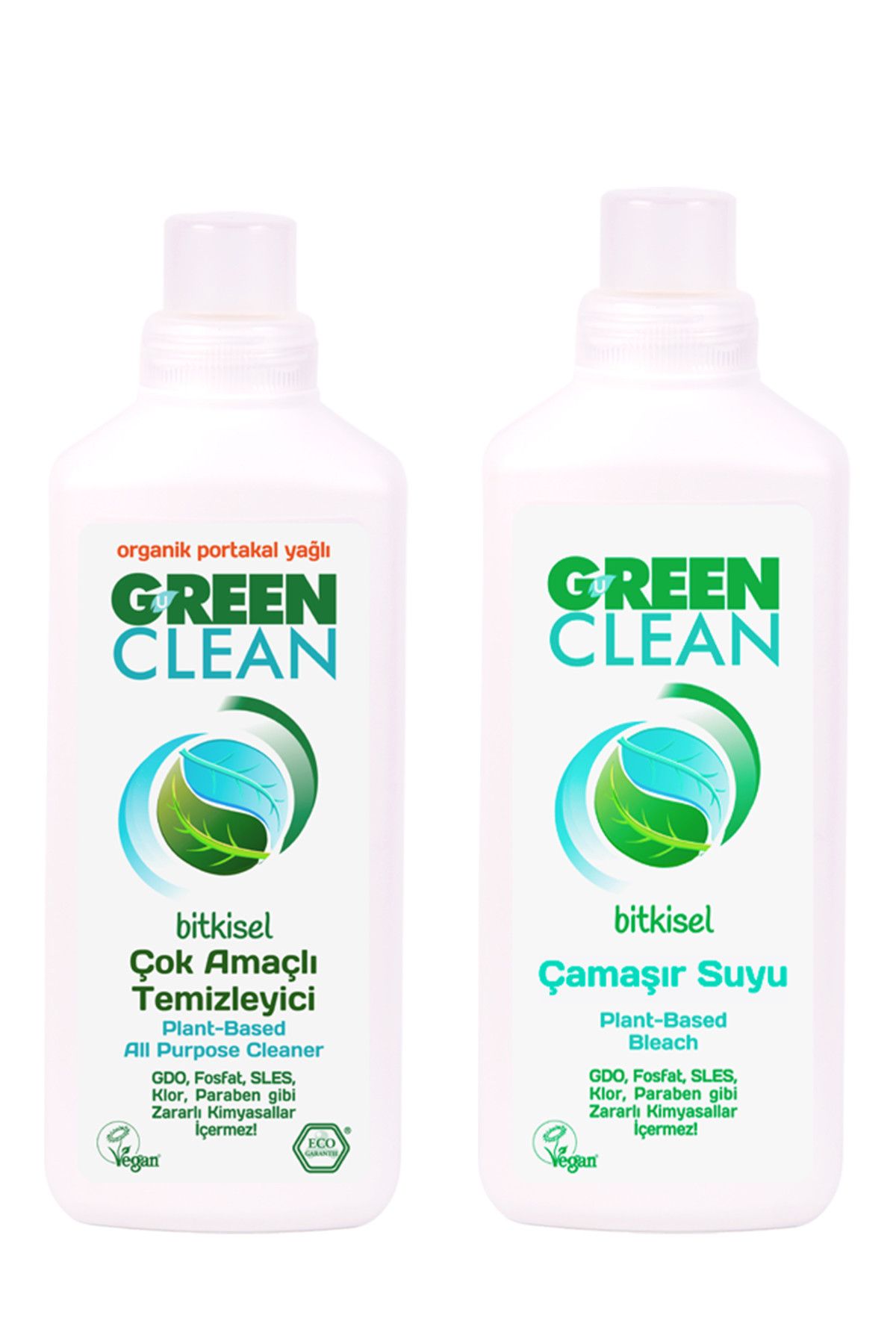 U Green Clean Bitkisel Çok Amaçlı Temizleyici 1000 ml + Bitkisel Çamaşır Suyu 1000 ml