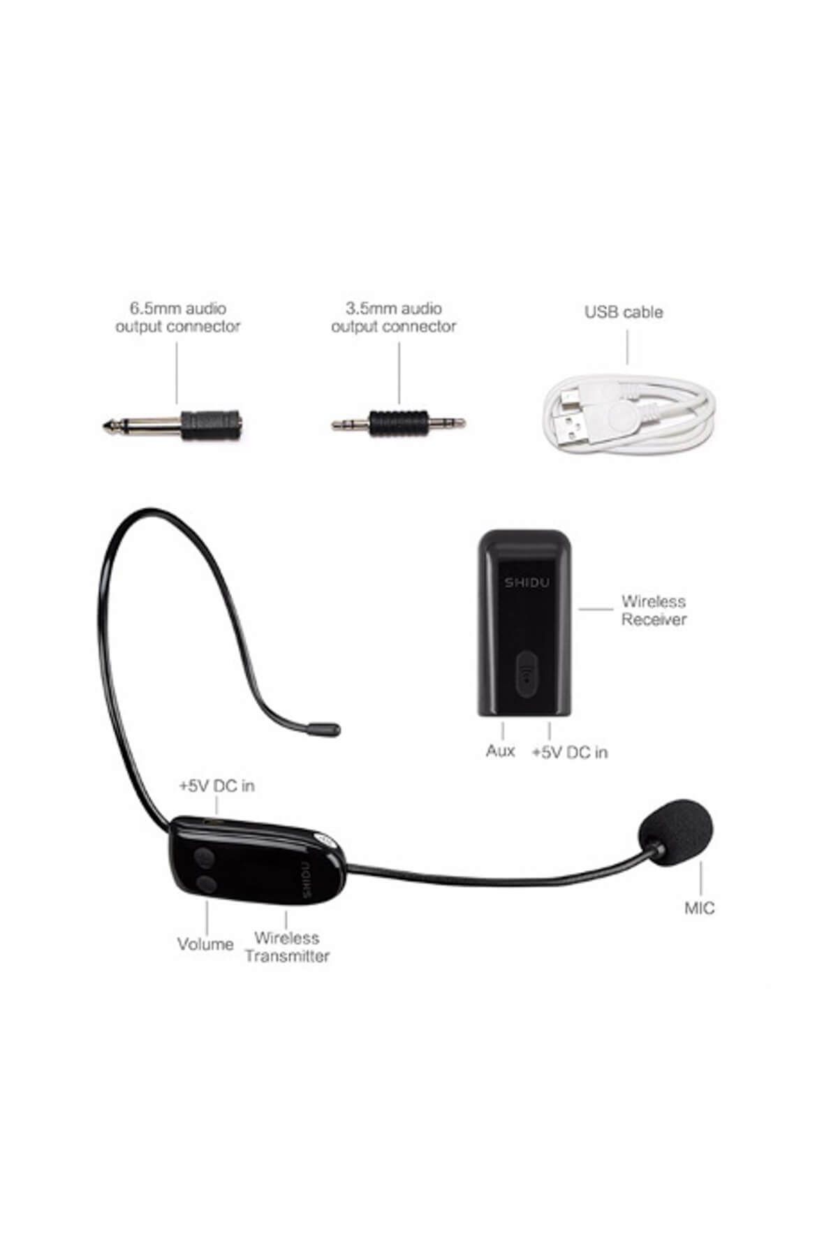 SHIDU UHF Ses Değiştirici Kablosuz Kafa Kulaklık Mikrofon