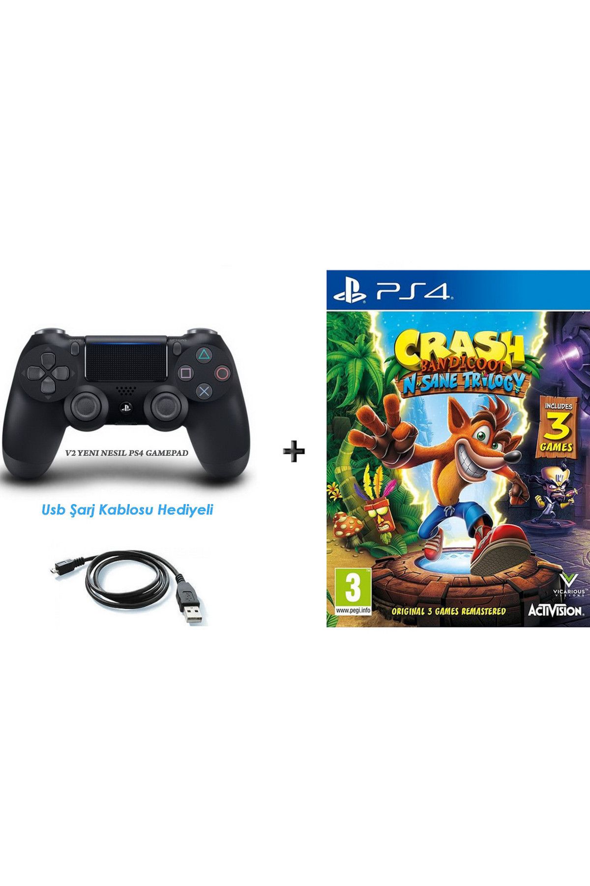 Sony Crash Bandicoot PS4 OYUN+PS4 V2 NESIL DUALSHOCK KOL