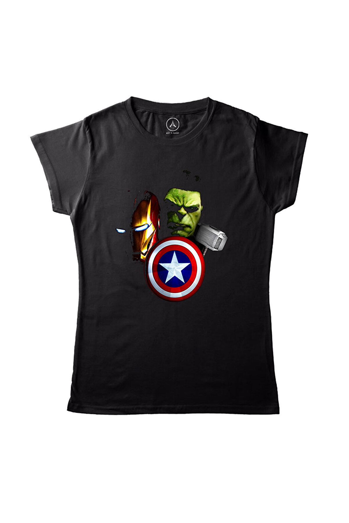 Art T-Shirt Kadın Siyah Avengers Hero T-Shirt ART18196w