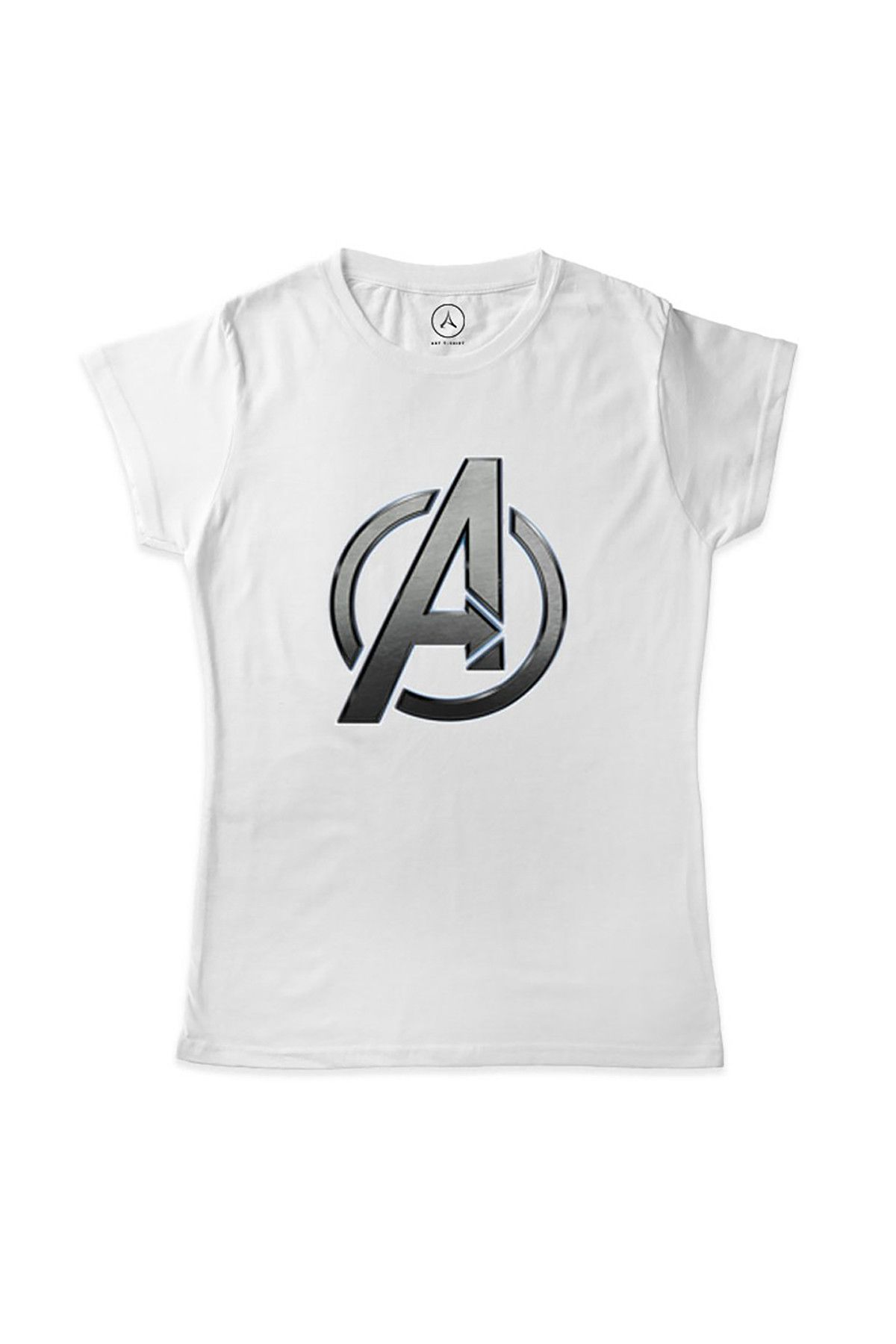 Art T-Shirt Kadın Beyaz Avengers Sılver Logo T-Shirt