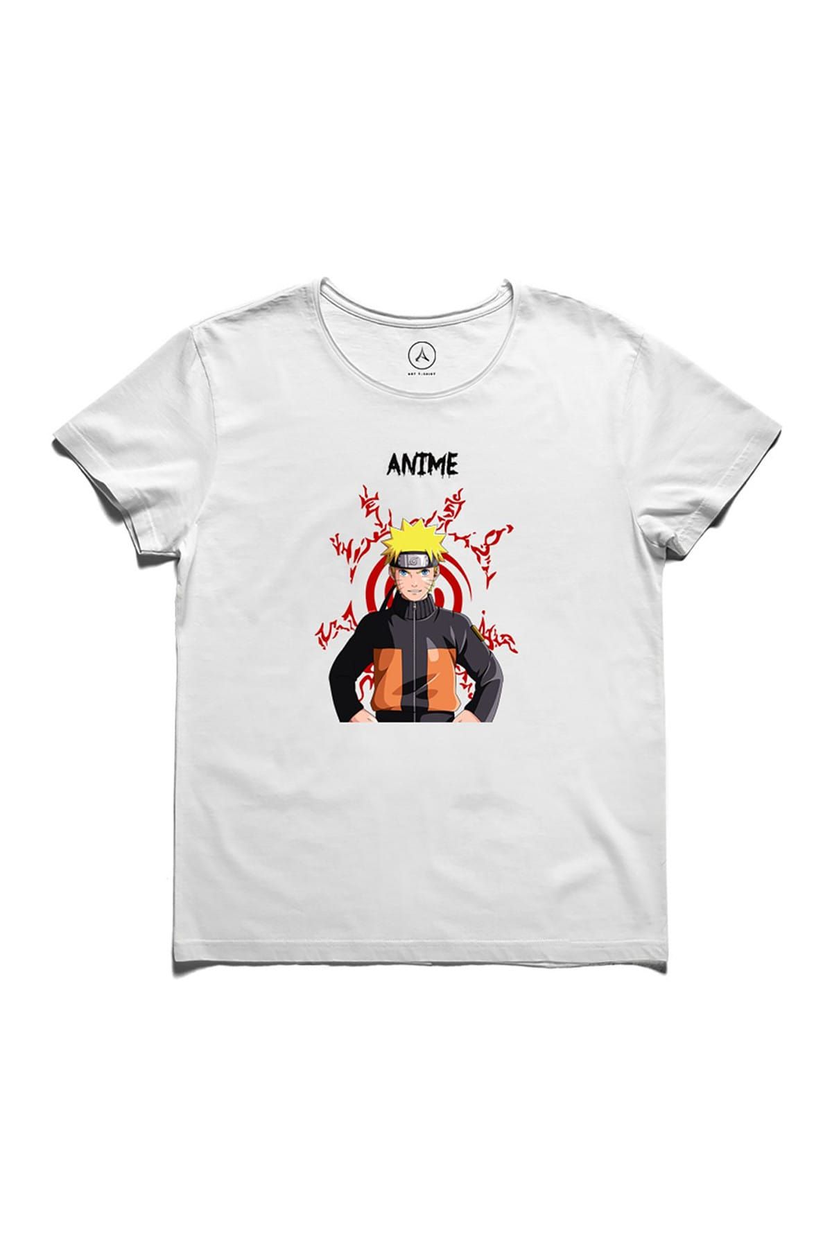 Art T-Shirt Erkek Beyaz Anıme Naruto Keren T-Shirt ART00027WE